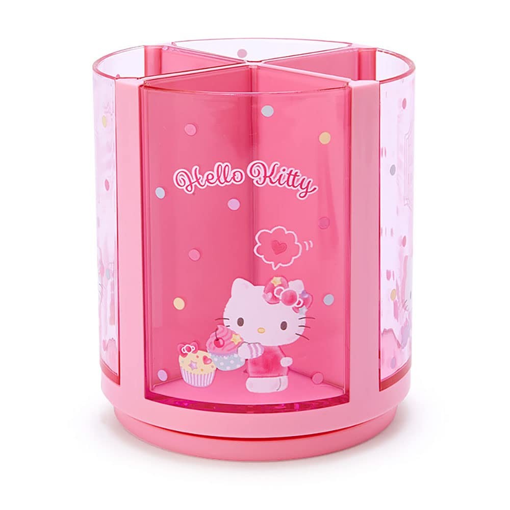 Sanrio 213110 Pink Plastic Hello Kitty Kitty Pen Stand 360 Degree Rotating Pe…