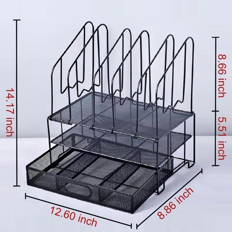 TFLFL ~ 3 Tiers Desk Organizer with 5 Vertical File Holder ~ New