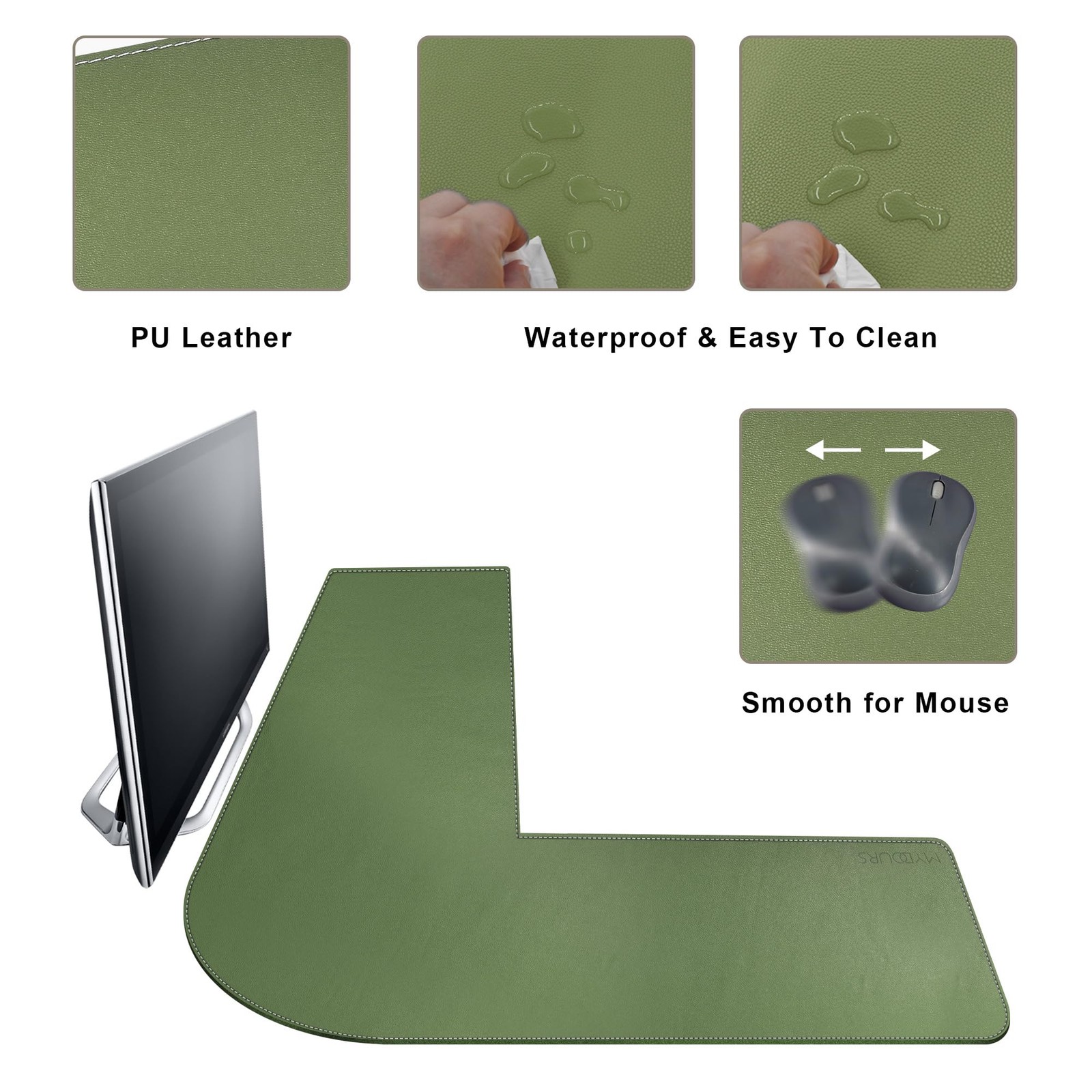 Mydours L-Shape Desk Pad 3838 X 13 Large Pu Leather Corner Desk Mat Blotter Xxl