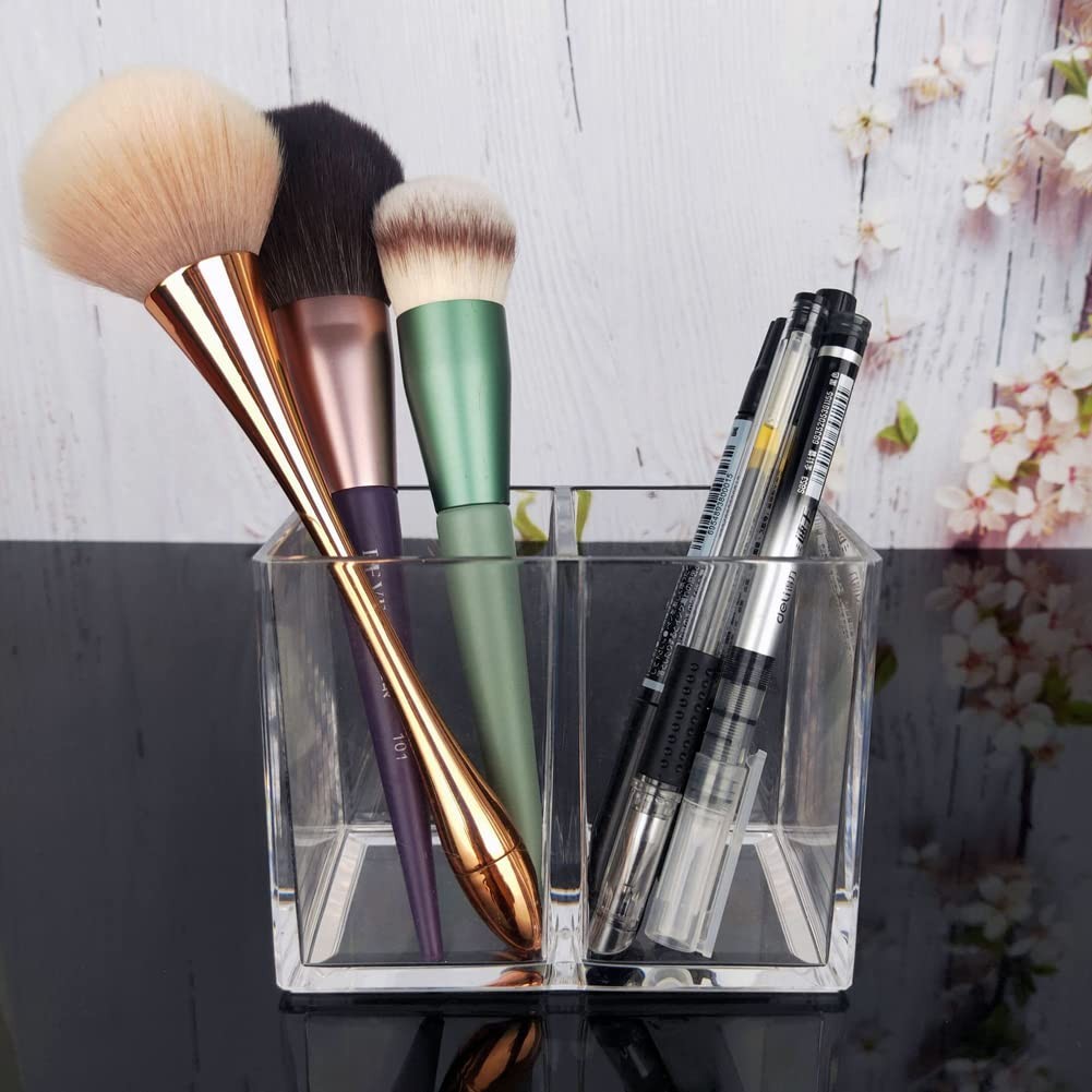 esowemsn 1PC Clear Acrylic Makeup Brush Scissors Holder Organizer with clear