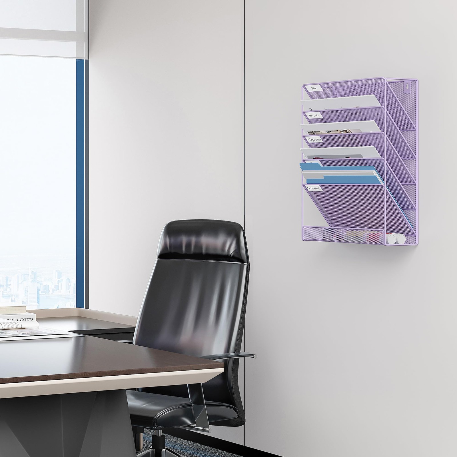 Easypag 5 Tier Wall File Holder Mesh Hanging Folder Organizer Classify Label