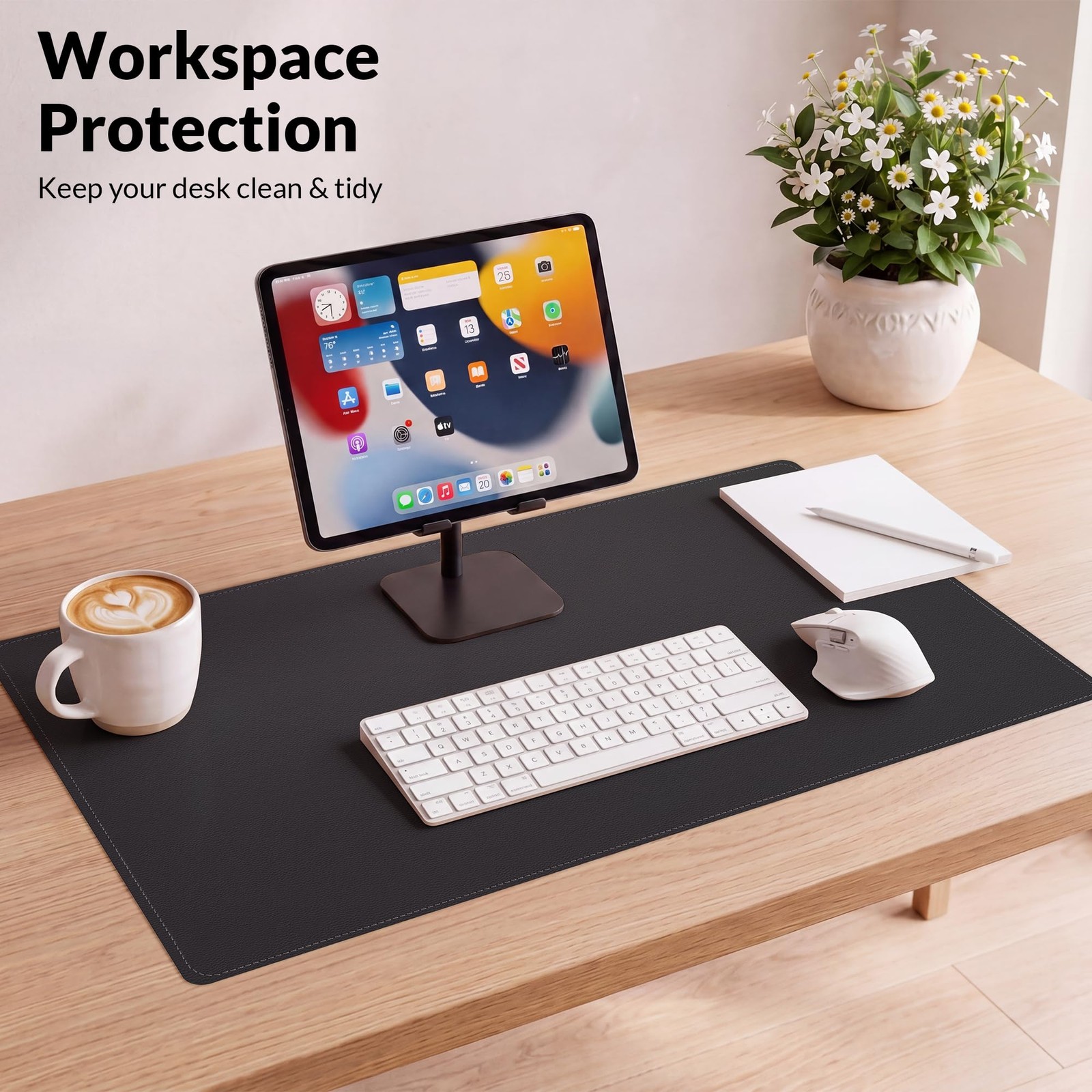 Afiing Desk Mat Black 31.5 X 17 Cork Desk Pad Protector A-3117-Black
