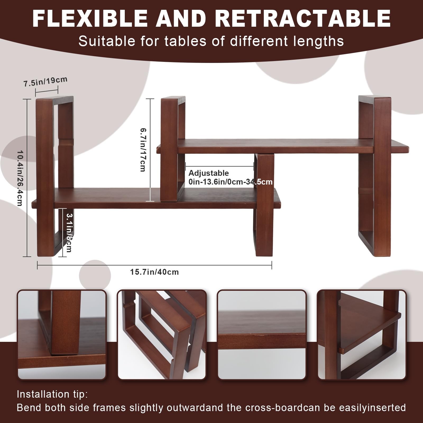 Desk Shelf, 100% Solid Wood Adjustable Desktop Standard, Walnut Colour