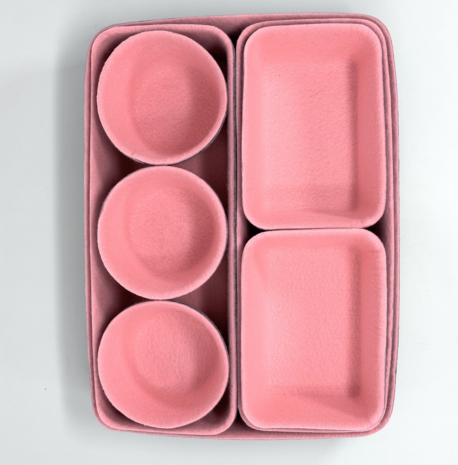 8 Piece Felt Desk Organizer Drawer Bins Set – Pink/Grey
