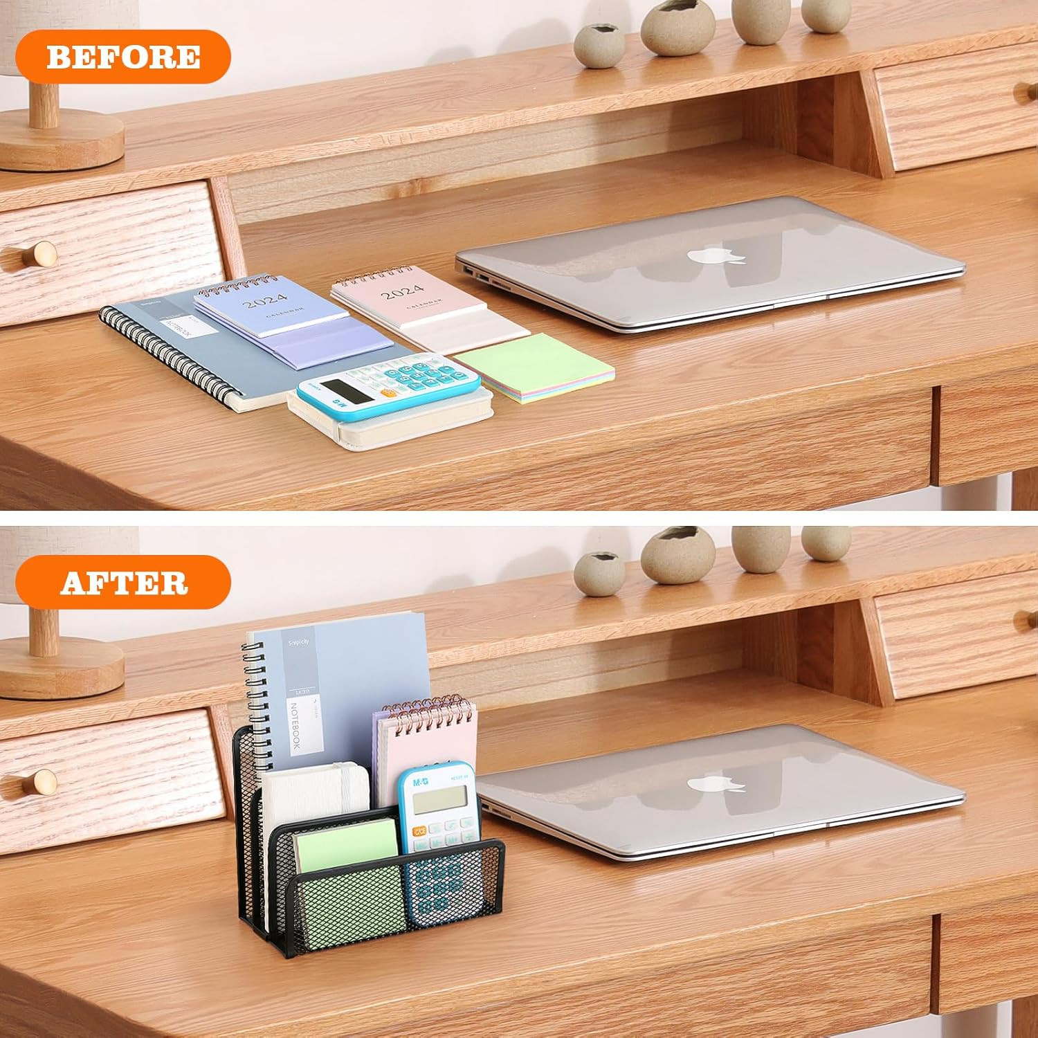 Metal Mesh Desk Mail Organizer 2 Pack Letter Paper File Holder Desktop Storage X