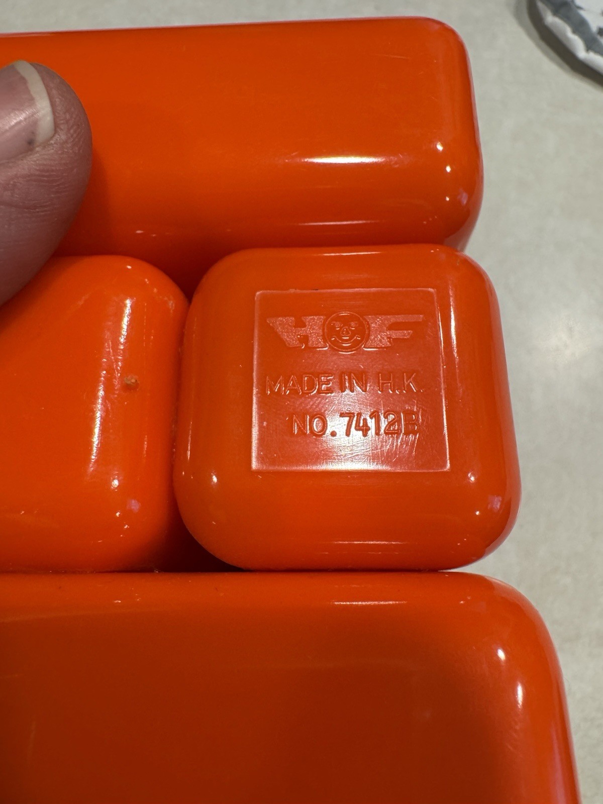 Vintage MCM HOF Desk Organizer Space Age Pencil Holders Orange Plastic