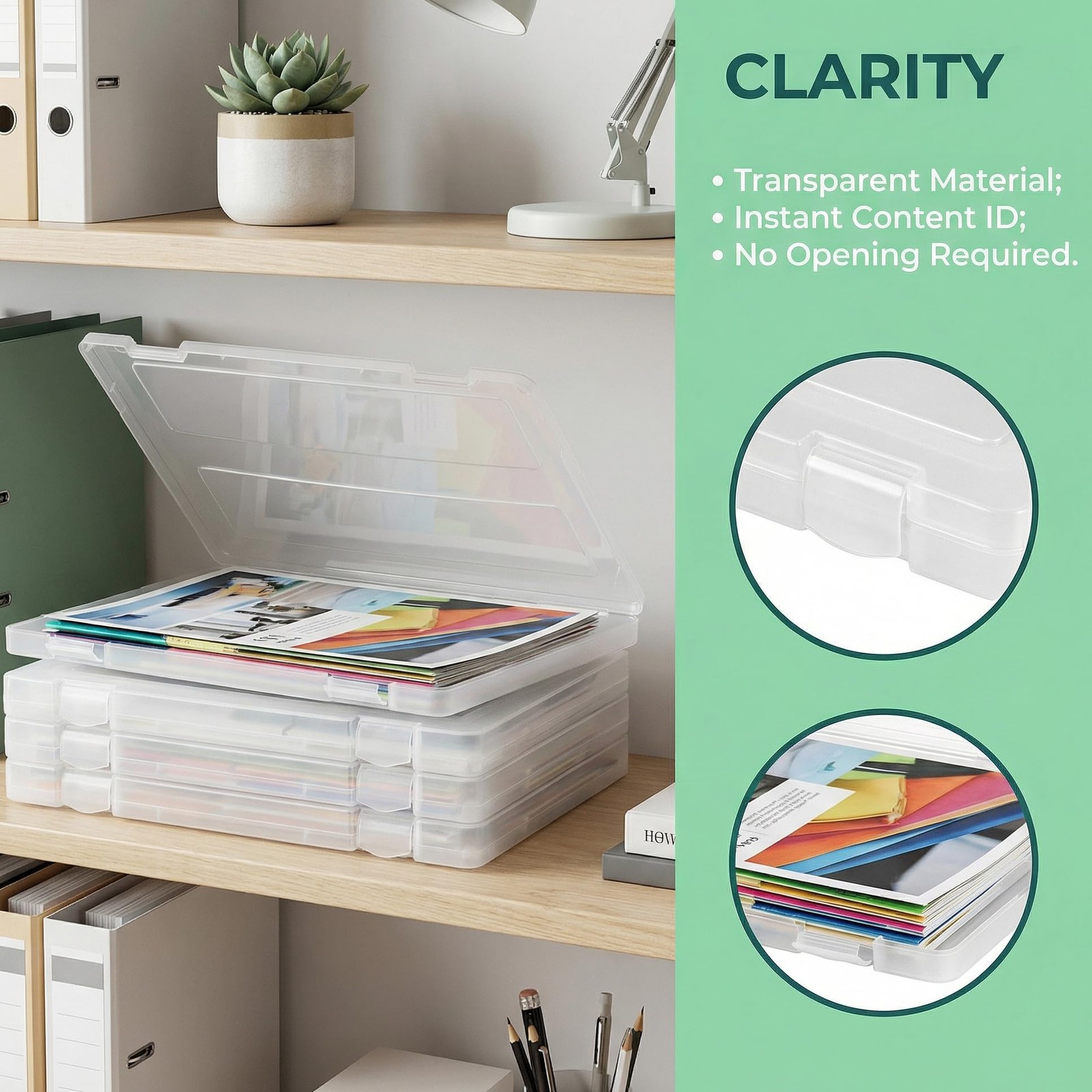 Hiceeden 4 Pack Plastic Project Case for 8.5″x11″ 12.5″Lx9.4″Wx1″H, Clear