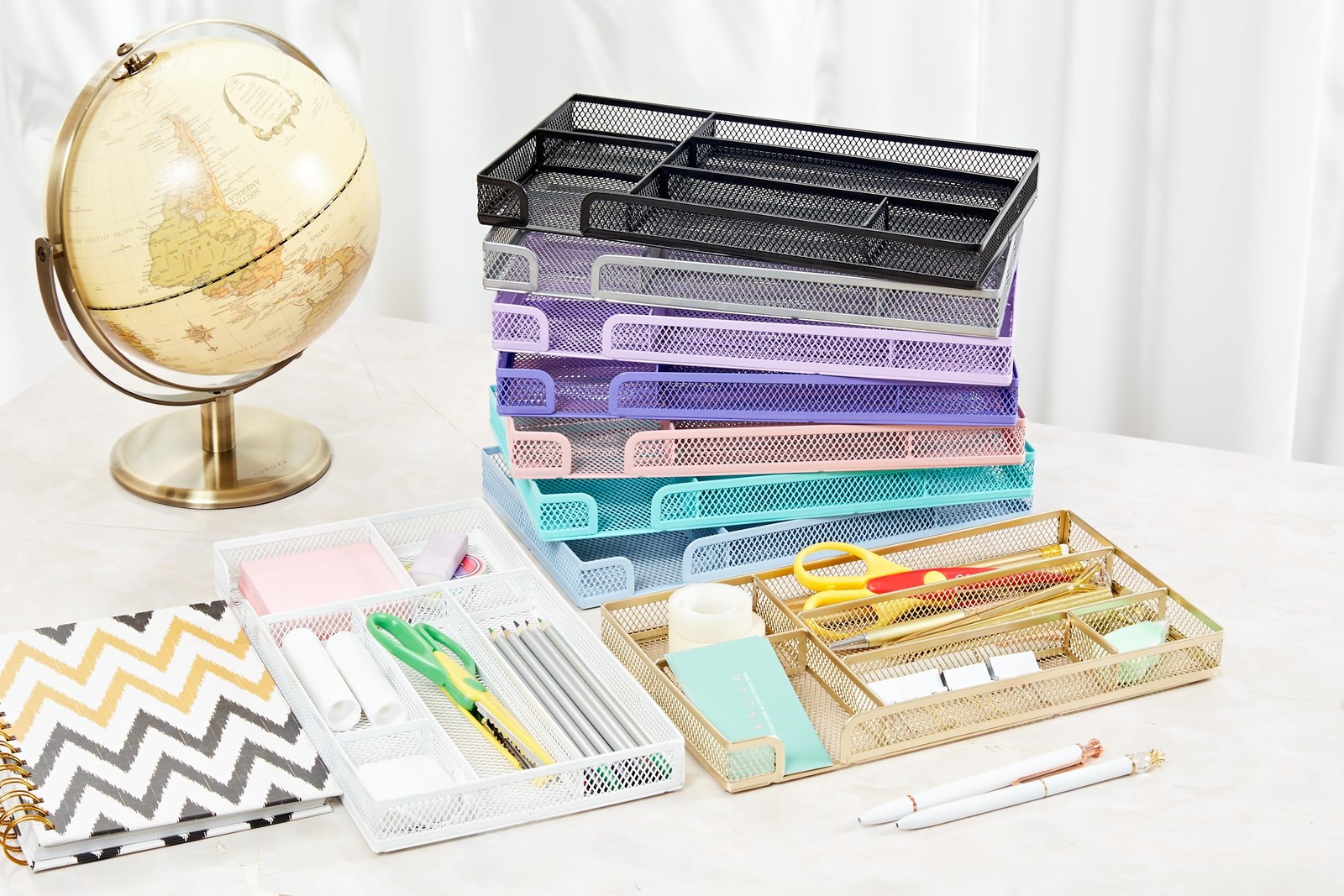 Annova Desk Drawer Organizer Tray for Office Organization Metal Mesh Storag…