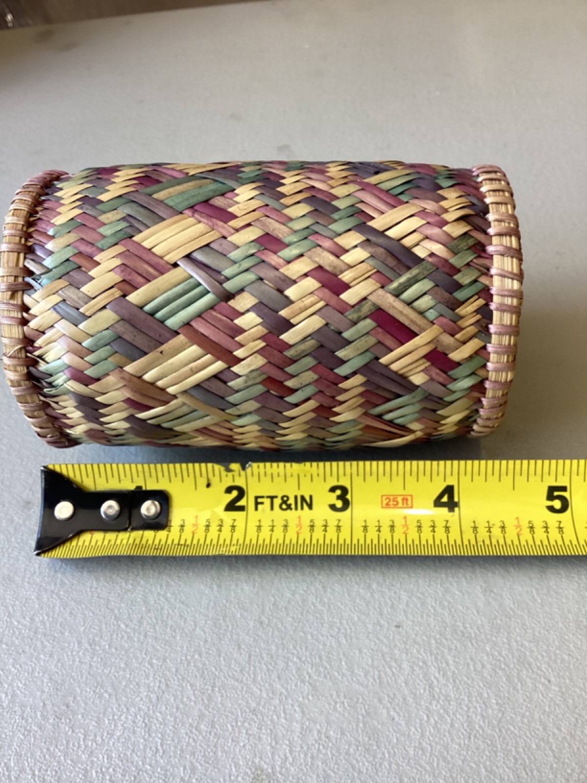 Vintage Pen Holder desk Organizer Storage Basket Woven Wicker 4.25”