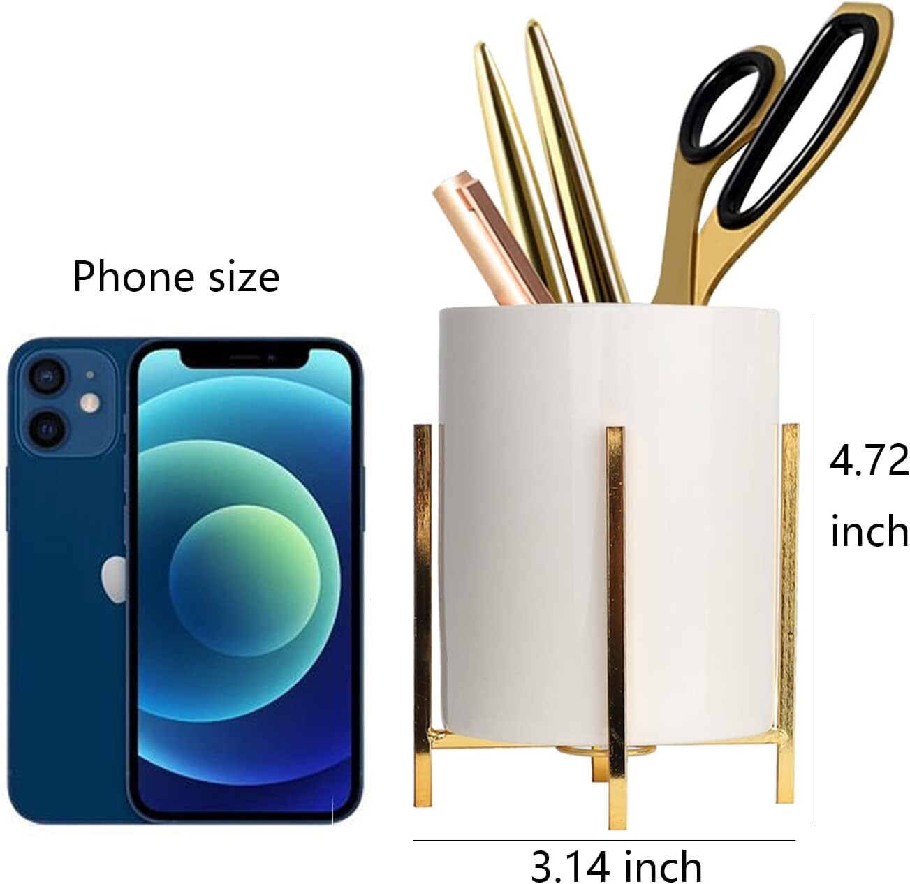 Sophisticated Rectangular Gold Pencil Cup with 360° Rotation – Ideal Gift