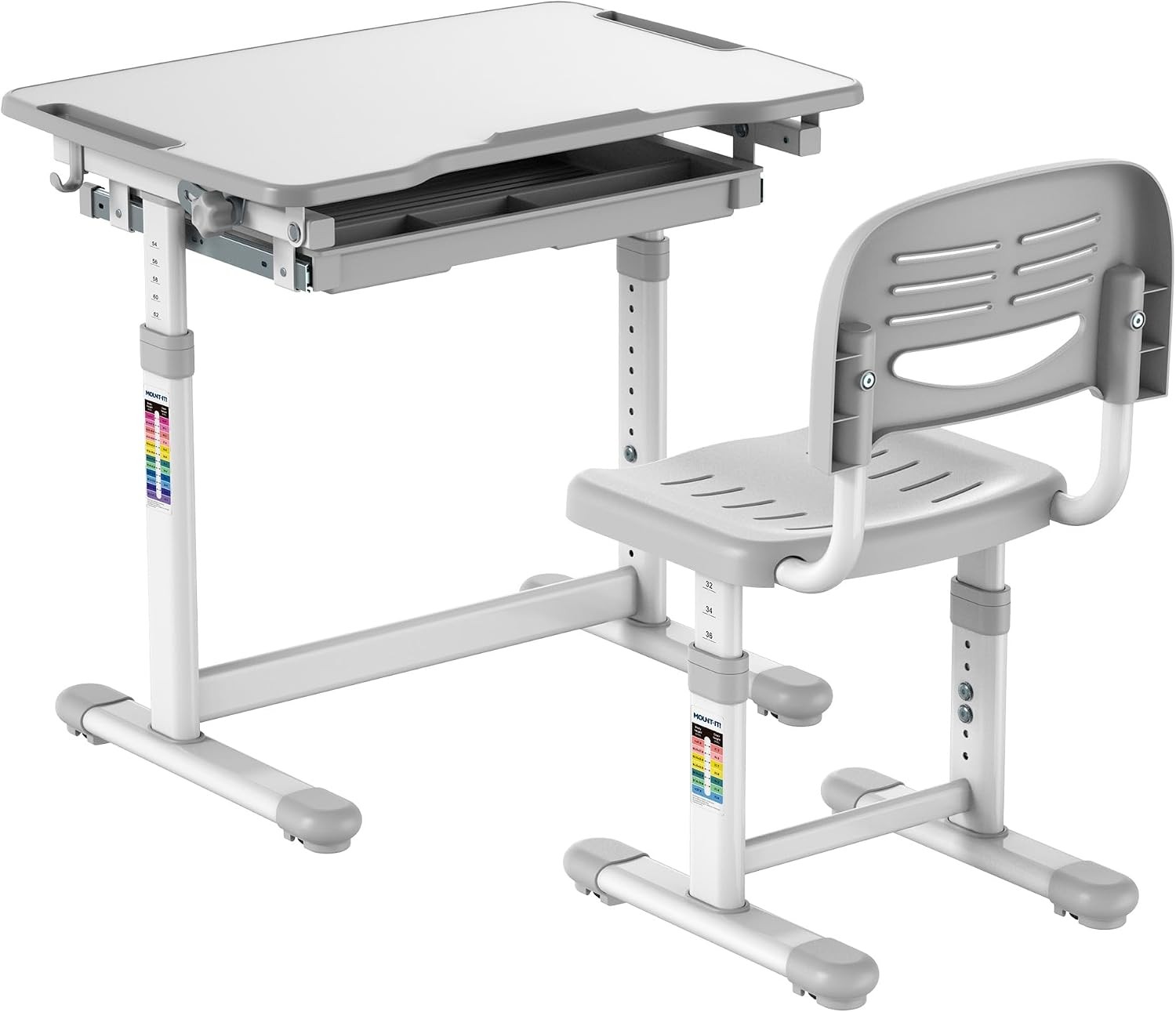 Mount-It Kids Desk & Chair Set Height Adjustable up to 30″ Ergonomic School