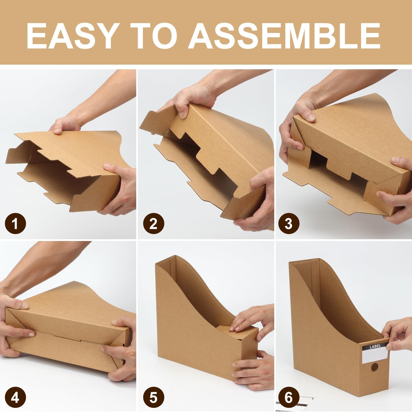 DIICCYO 12 Pcs Cardboard Magazine File Holder Boxes with Medium, brown