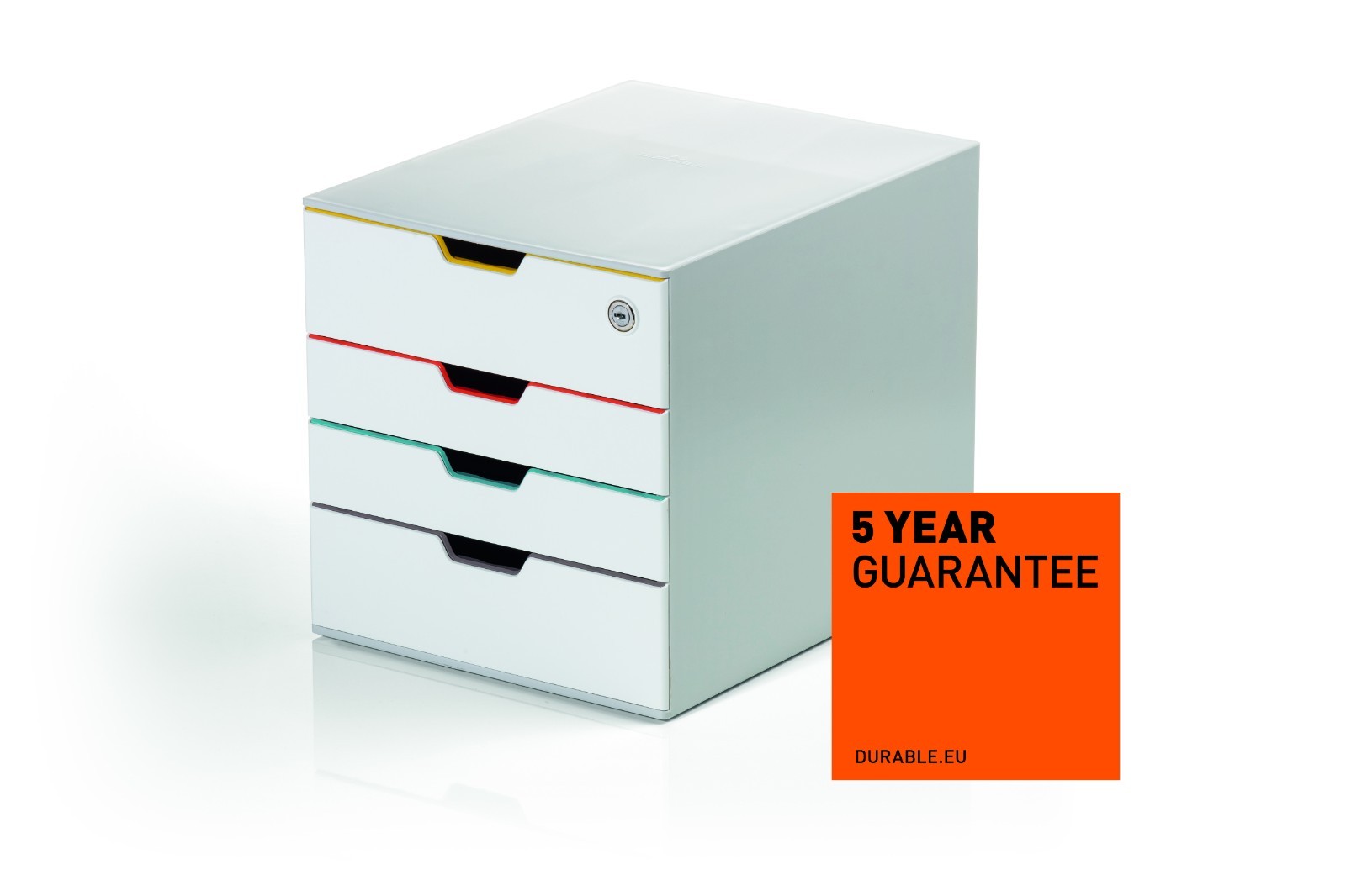 VARICOLOR Lockable 4 Drawer Desktop Organizer Document Storage White Durable