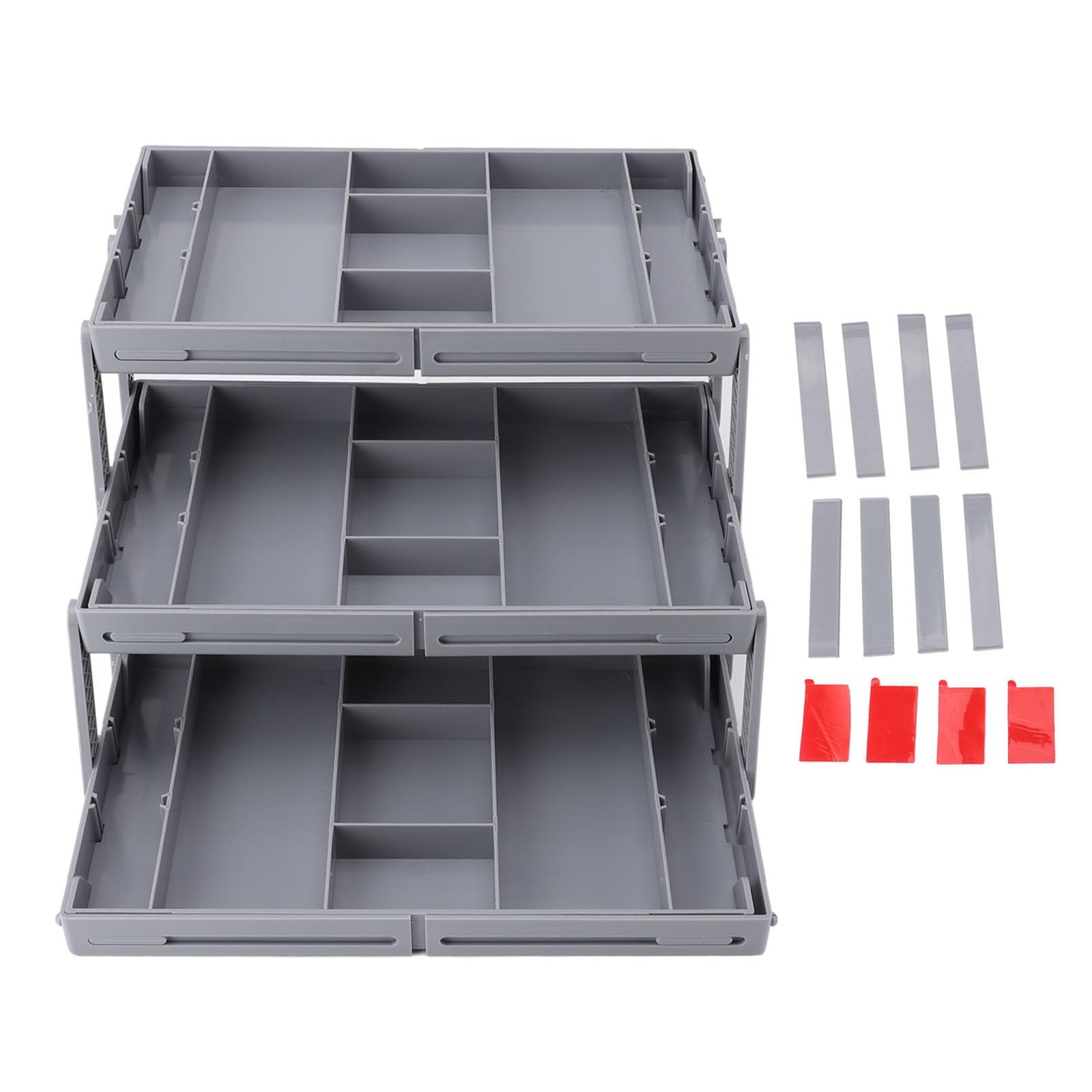 Fockety Drawer Organizer, Multi Level Collapsible 3 Layers, Grey