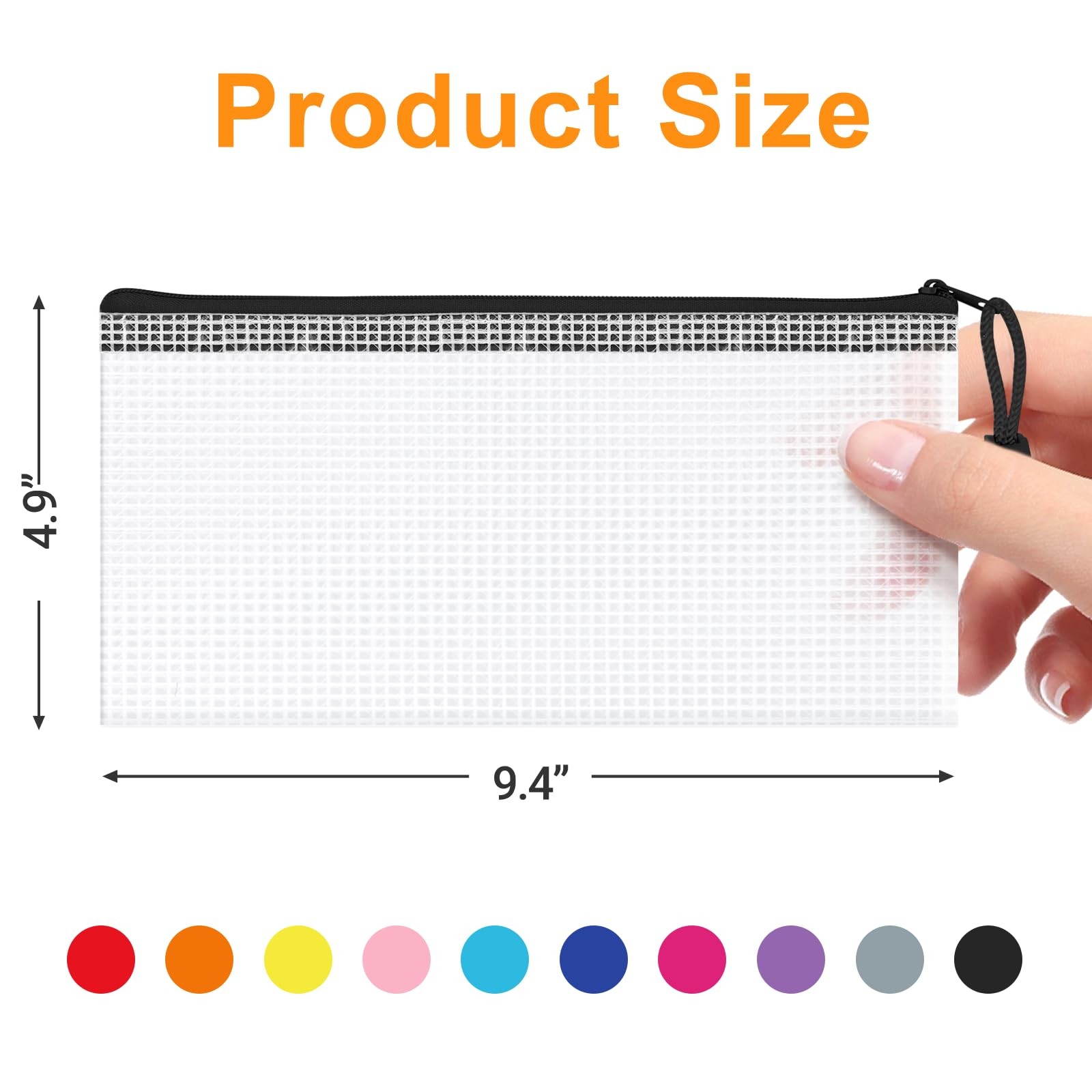 Mesh Zipper Pouch Bags Waterproof Pencil Pouches Bulk Storage 10 Color 20 Pack