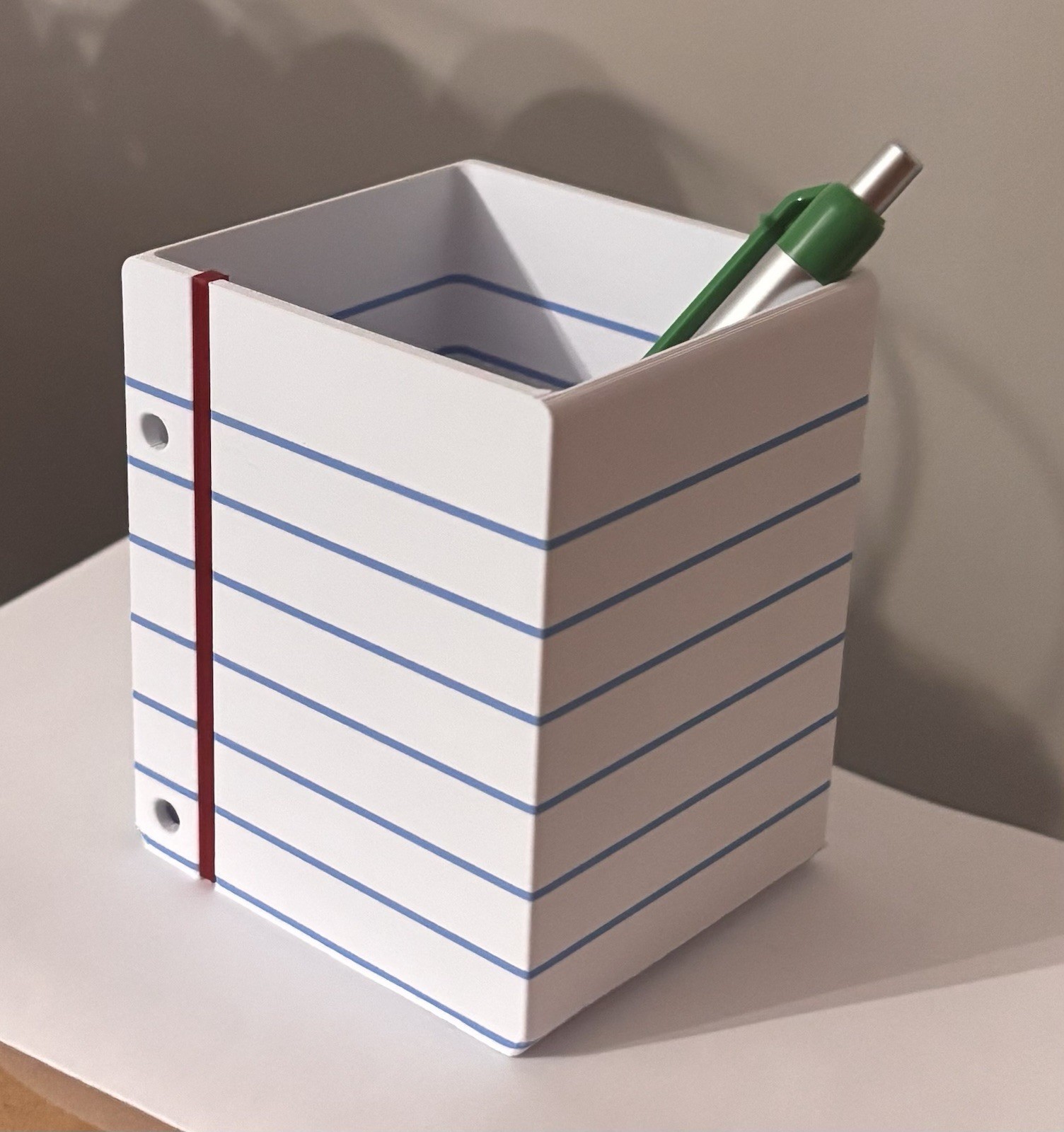 3D Notepad Design Plastic Pencil Holder Desktop Desk Organizer White Lined Paper