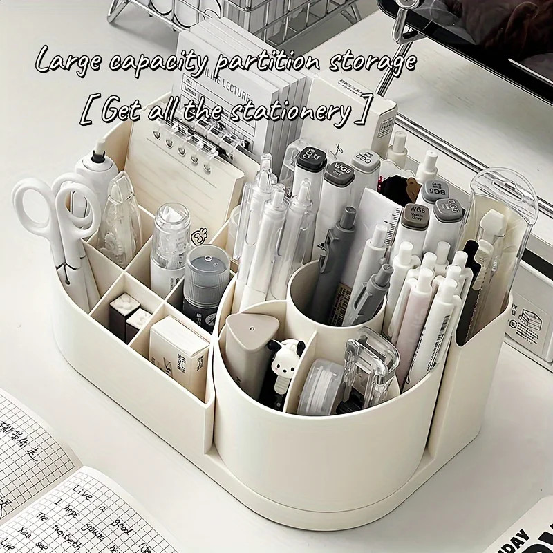 2 in 1 Rotating Desk Organizer 360 Pen Holder Large Storage Caddy