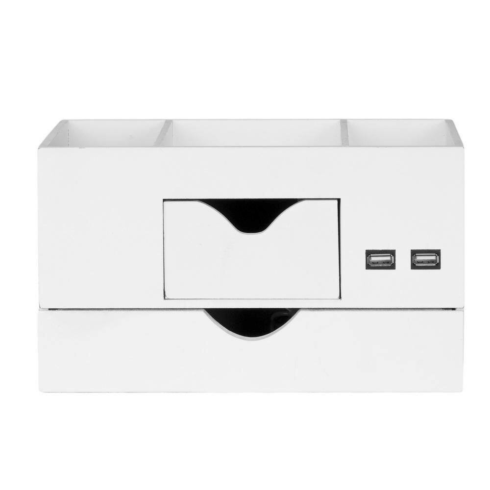 White 9.5 In. X 5.75 In. MDF Modern Desktop Organizers and Storage for Pens and