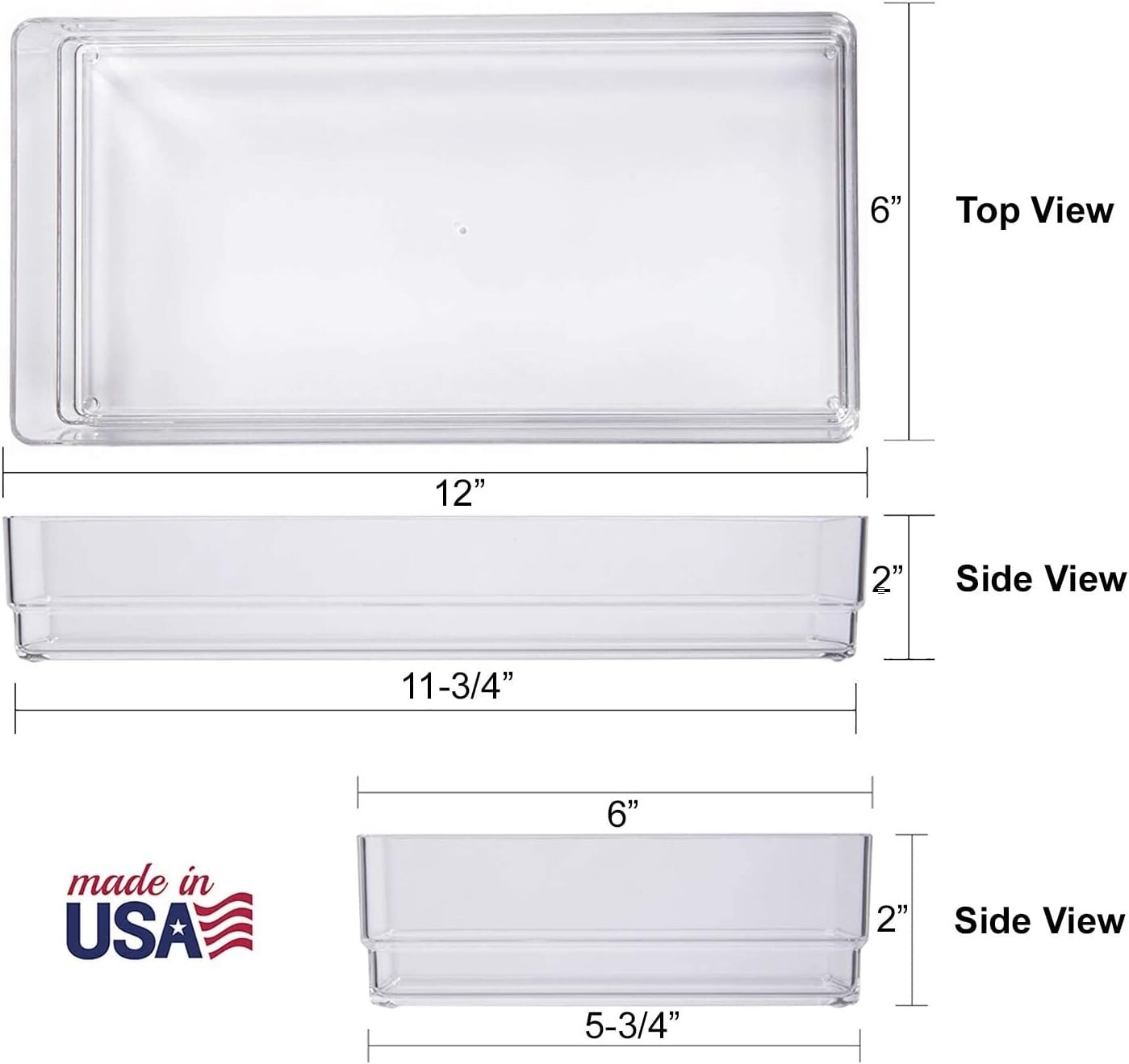STORi SimpleSort 3-Piece Stackable Clear Drawer Organizer Set | 12″ x 6″ x 2″ Re