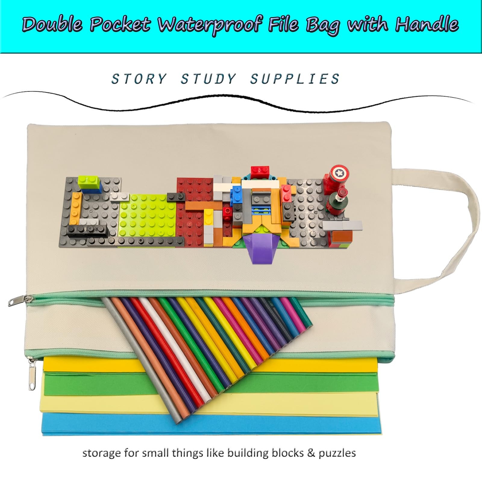 A4 Mesh Zipper Pouch, Waterproof File Bag with Handle,Foldable Document Organ…