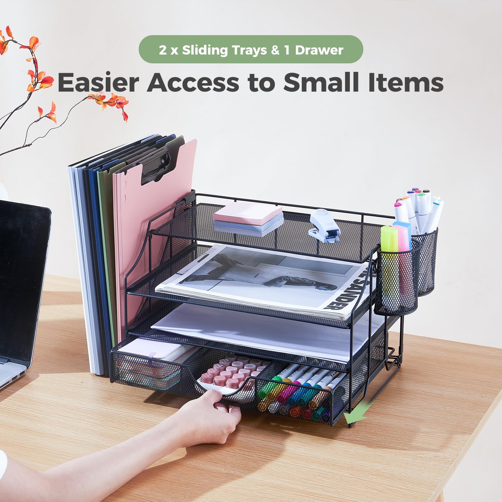 Desk Organizers and Accessories, 4 Tier Paper Letter Tray Organizer Holder De…
