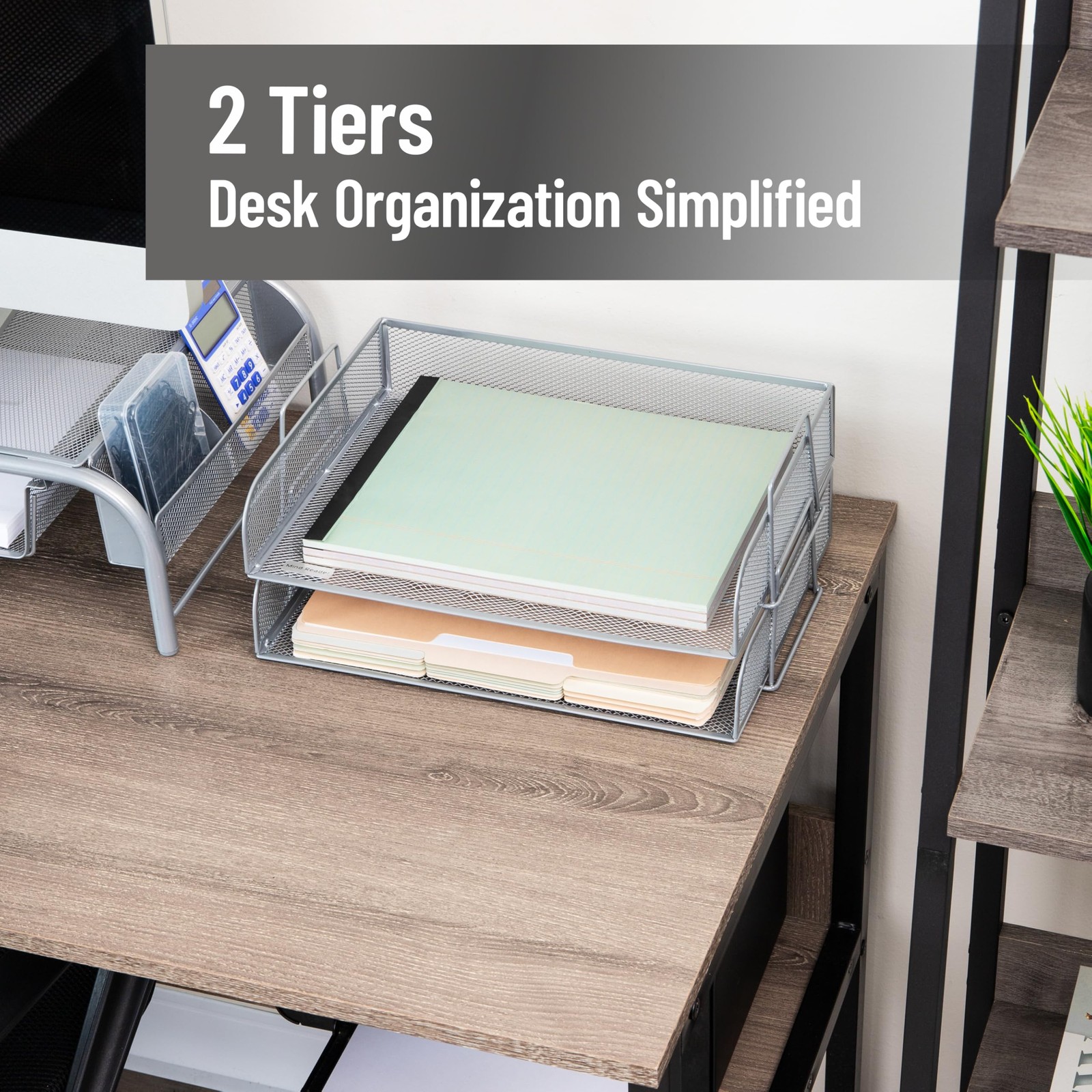 Stackable Tray, Desktop Organizer, File Storage, Office, Metal Mesh, 2 Pcs., …