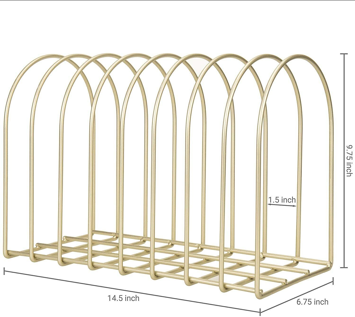 MyGift 8 Slot Vintage Brass Toned Metal Wire Arch Desktop File Folder Rack