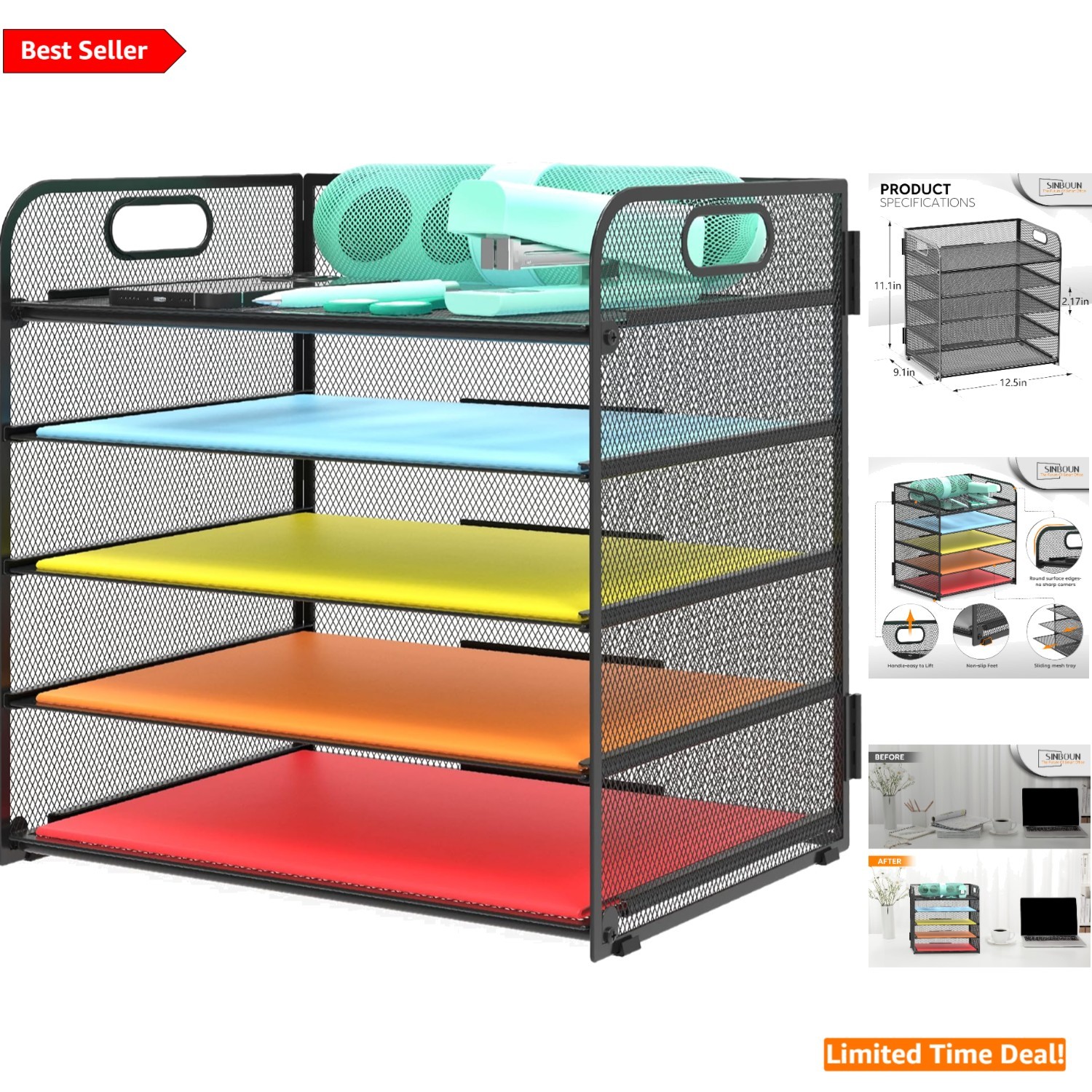 Versatile 5-Tier Document Shelf and Paper Holder for Efficient Home & Office Use