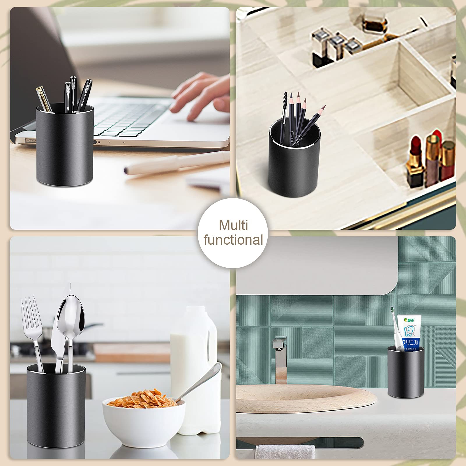 Vaydeer Metal Pen Holder Aluminum Pencil 38.80 × 7.90 × 6.00 inch, Black