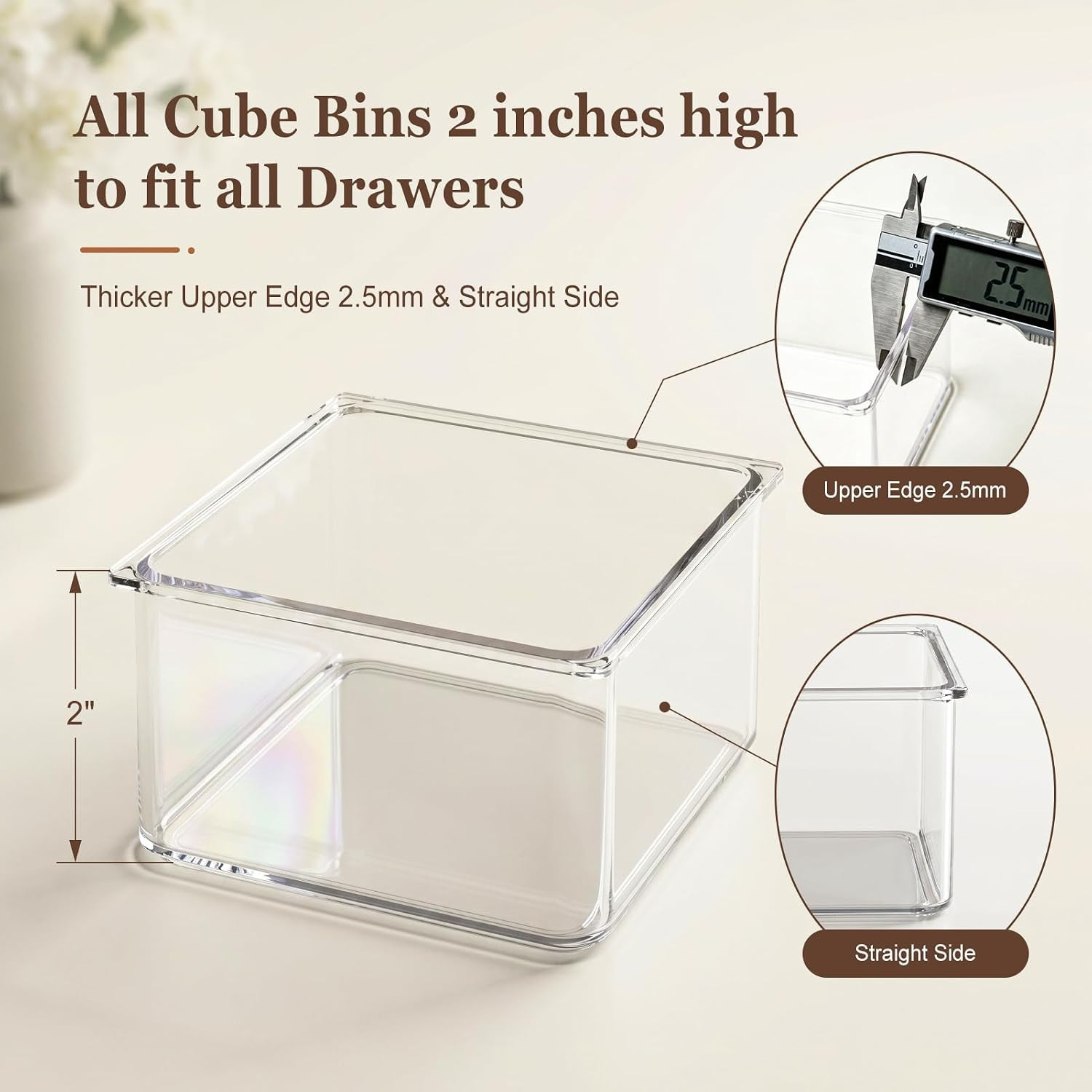 Hudgan 24 Pcs Small Drawer Organizer BinsSet, Stackable Drawer Divider Trays for