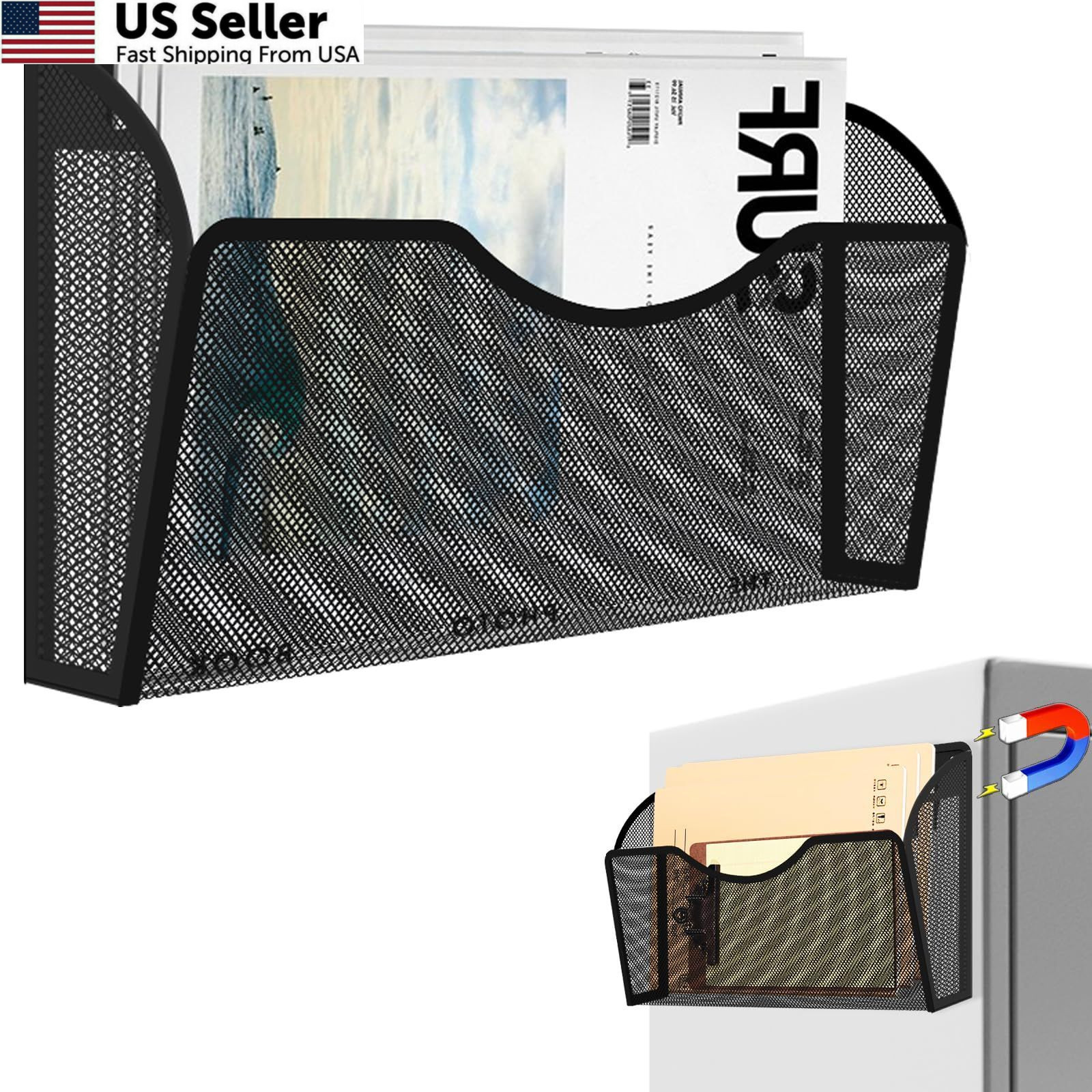 LQPAFZ Magnetic File Holder 1 Pockets Folder Organizer, 1 Pack, Black