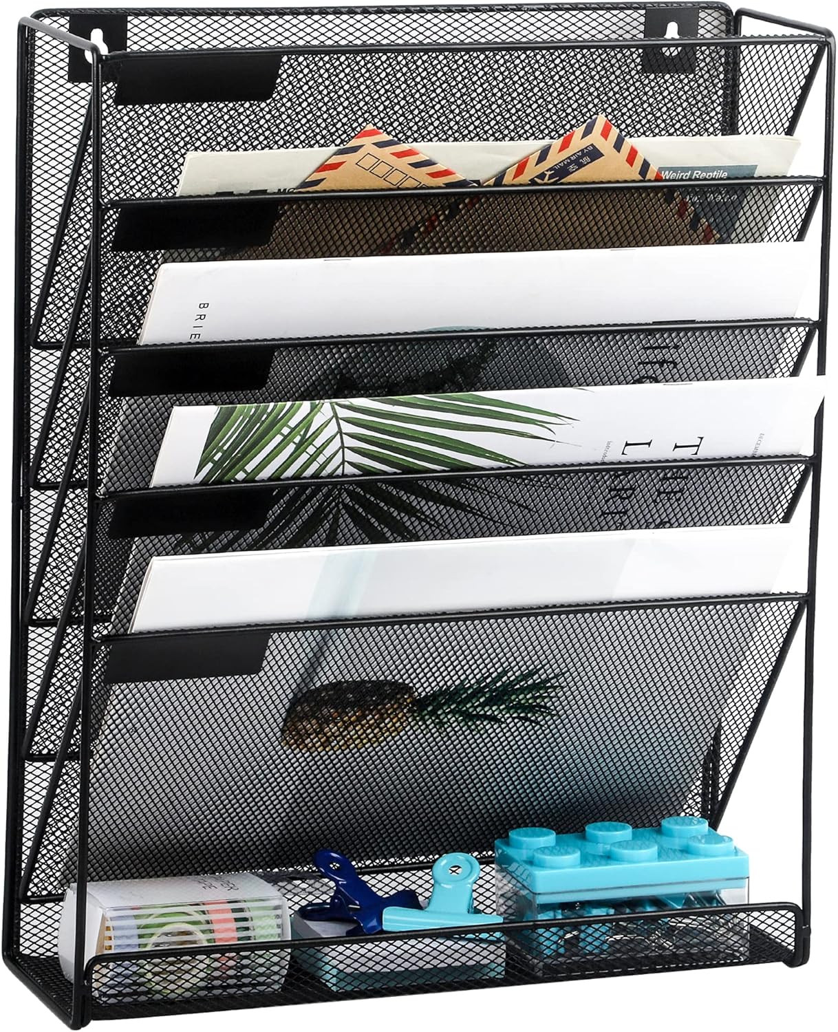 Desk File Organizer Mesh 6-Tier, Hanging Wall Mount Document Organization Stand,