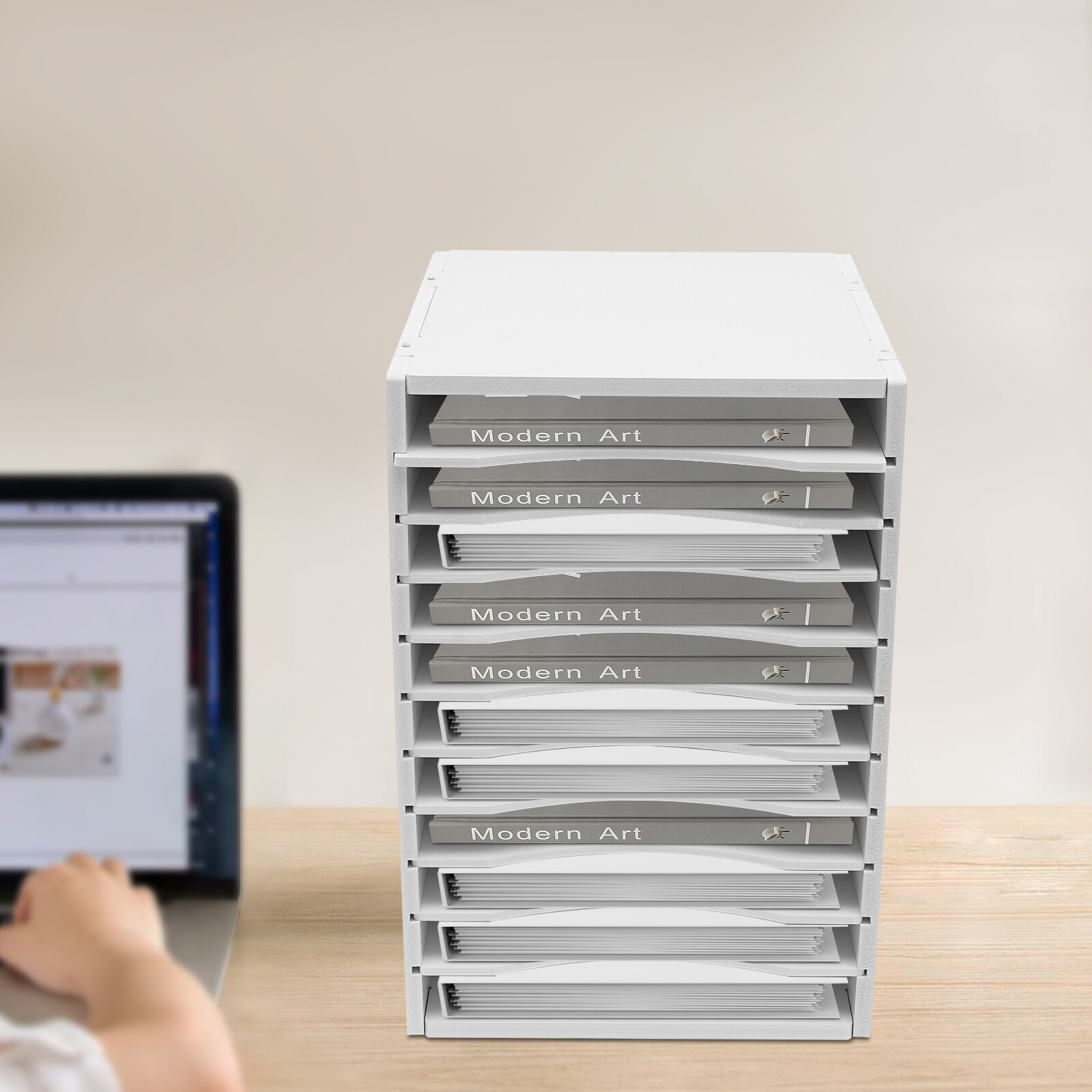 Literature Organizer File Sorter Paper Storage Holder 11 Compartment White