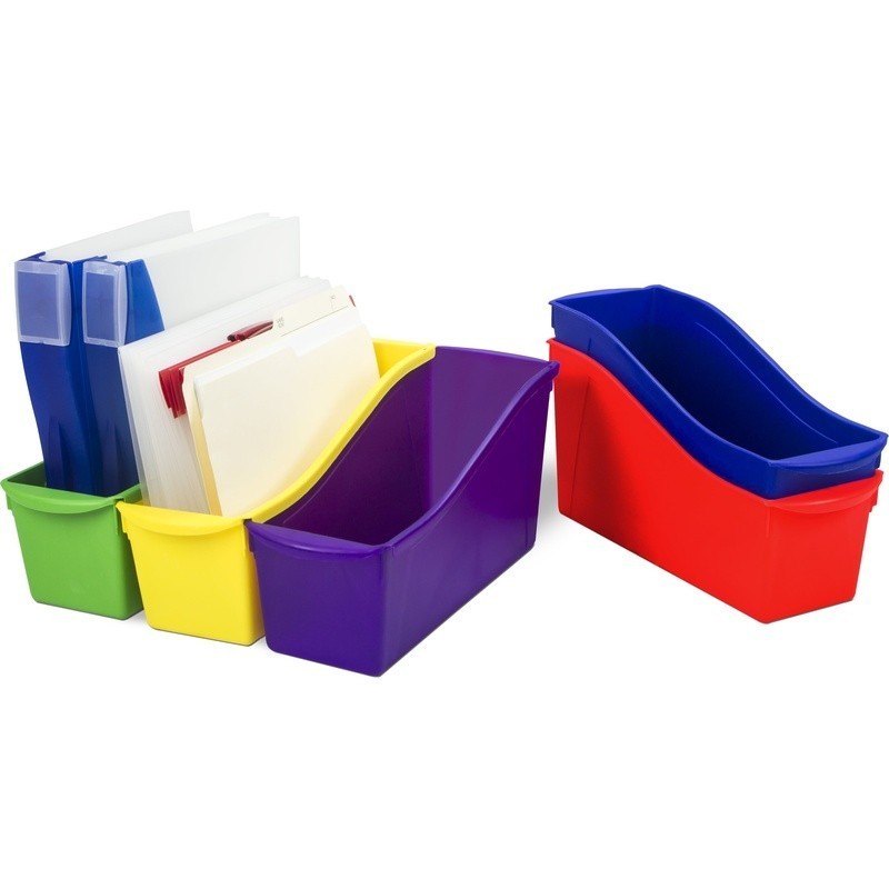 Large Plastic Book Magazine Bin Organizer Set of 5 Interlocking Storage Bins New