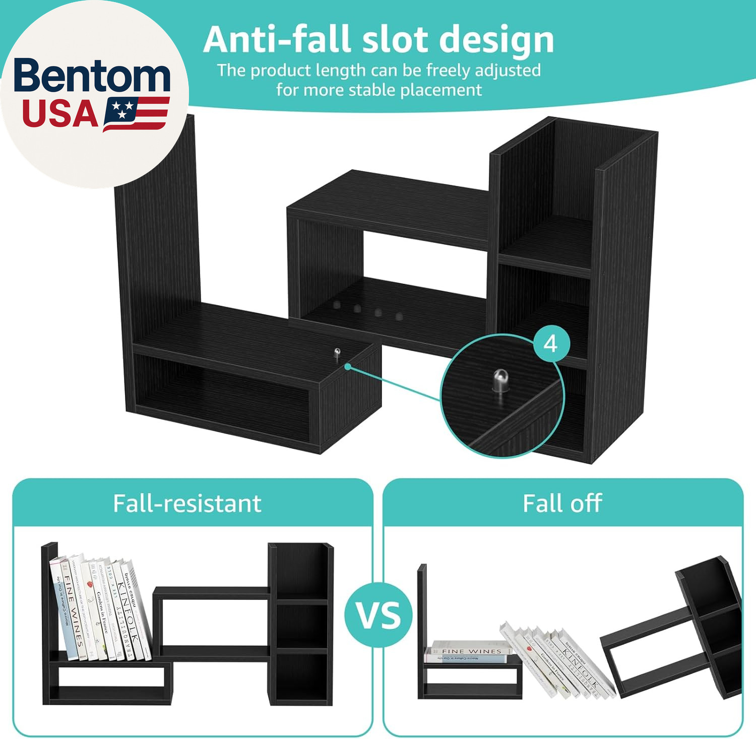 Desk Shelves Desktop Organizer Shlef – Black Office Organization for Top of Desk