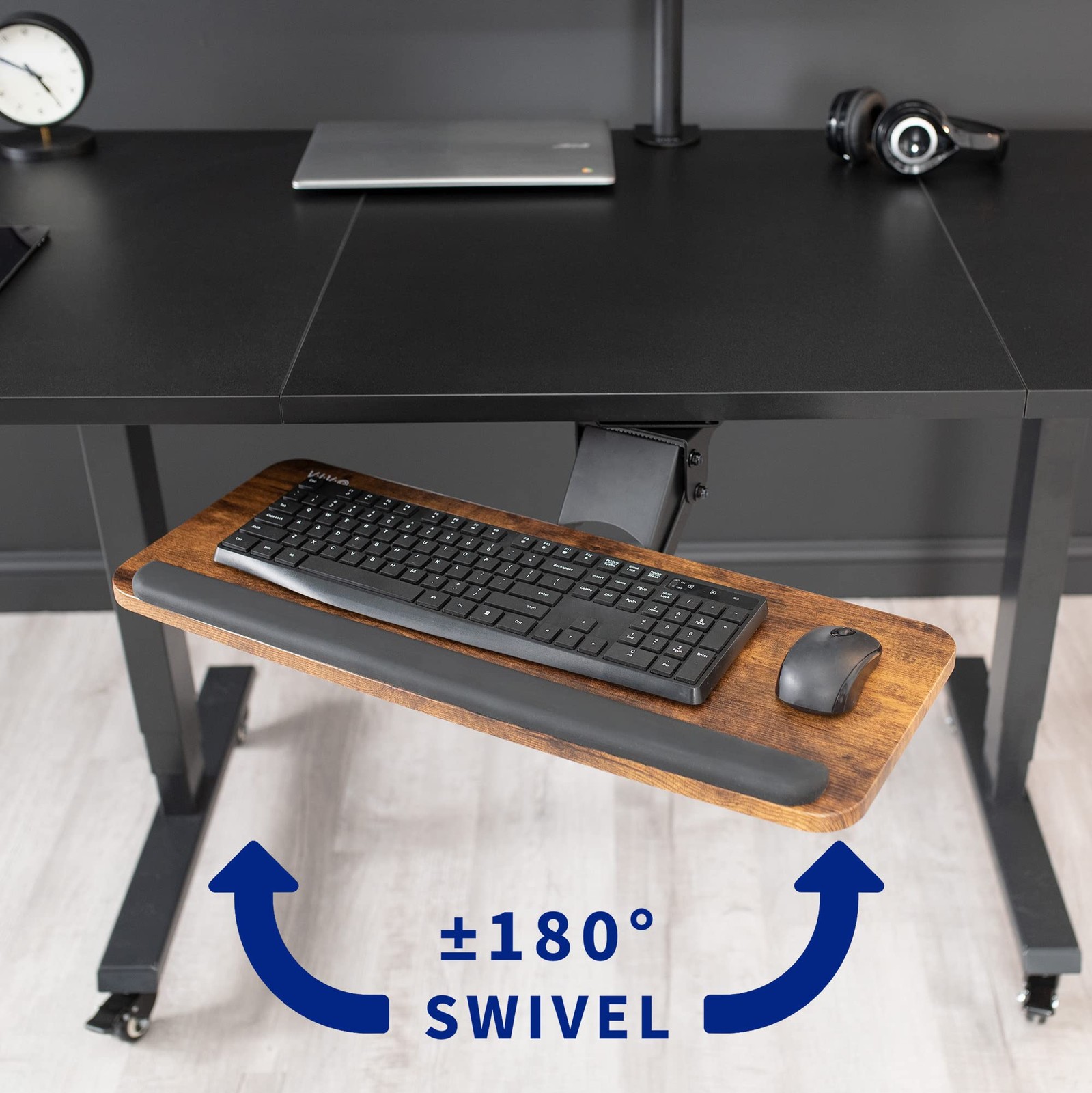 VIVO Adjustable Computer Keyboard and Mouse Platform Tray, 25″, Vintage Brown