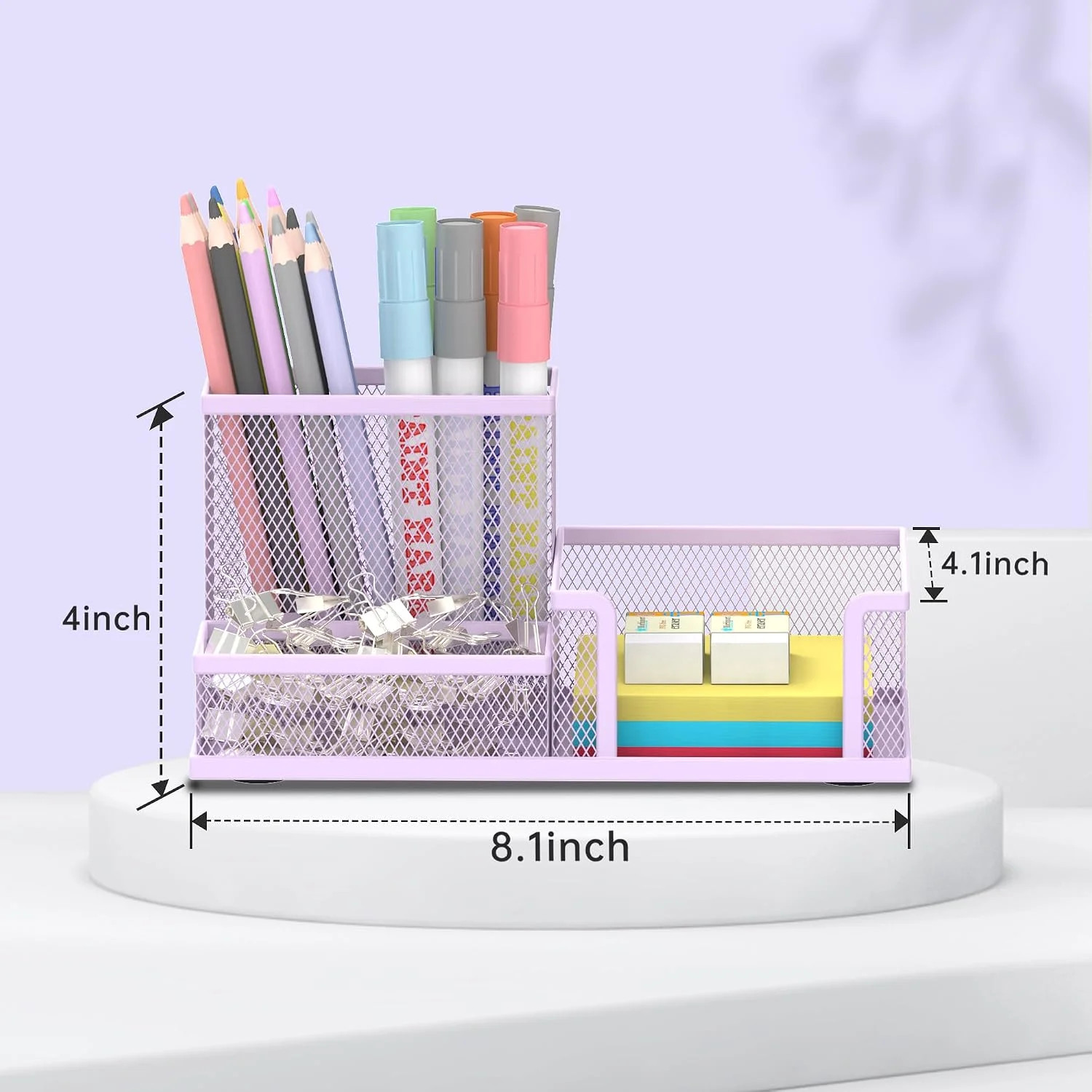Pen Holder Desk Organizer, 3-Compartment Office Supplies Pen Holder, Organizer