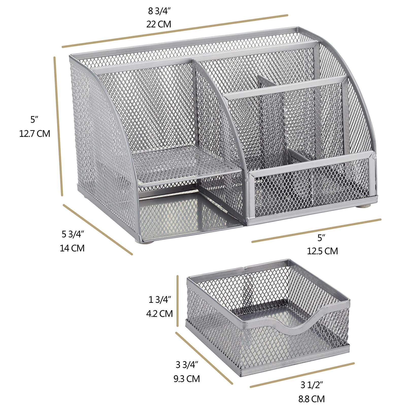 Annova Mesh Desk Organizer Office with 7 Compartments + Drawer/Desk Silver