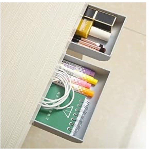 2 Pack Under Desk Slide Out Drawers Desk Organizers ~ GRAY ~ NEW