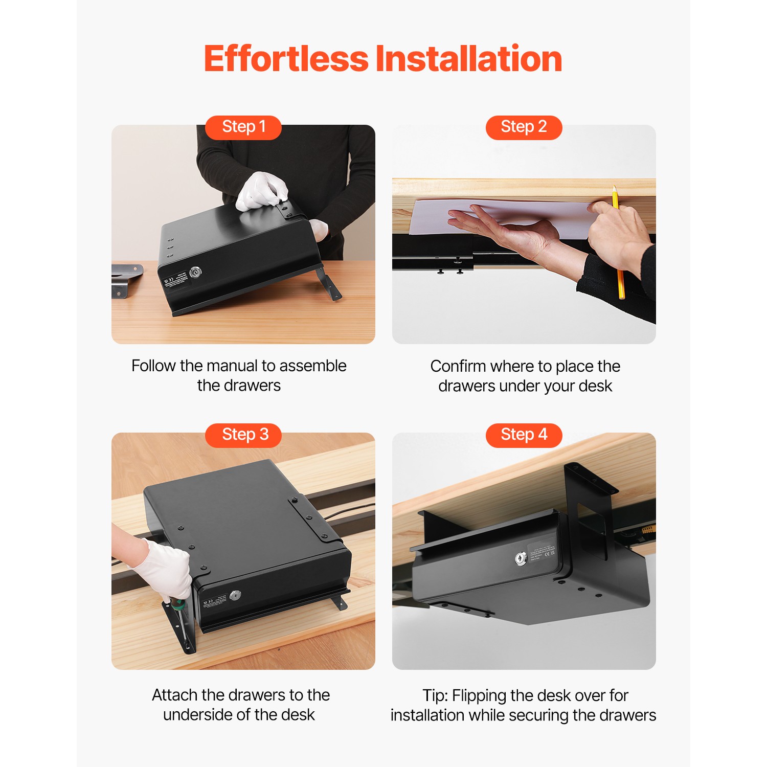 Uimoso 13 in Lockable Slide-Out Under Desk Drawer for Office and Home Use