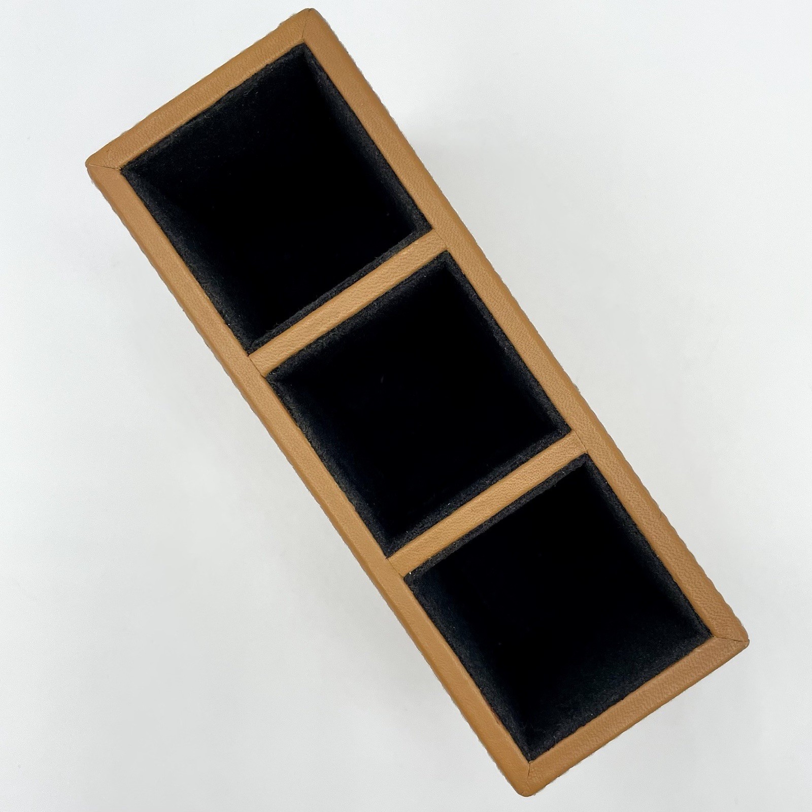 LEVENGER Fine Leather Tools Genuine Leather Cognac 3-Compartment Desk Organizer
