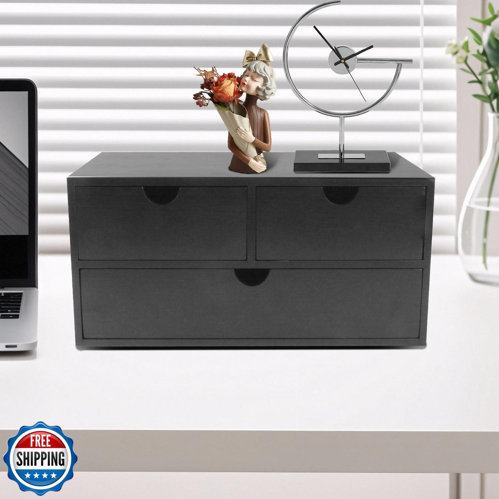 Charmewooden Desk Organizer with Drawers Countertop Drawer Organizer Drawers