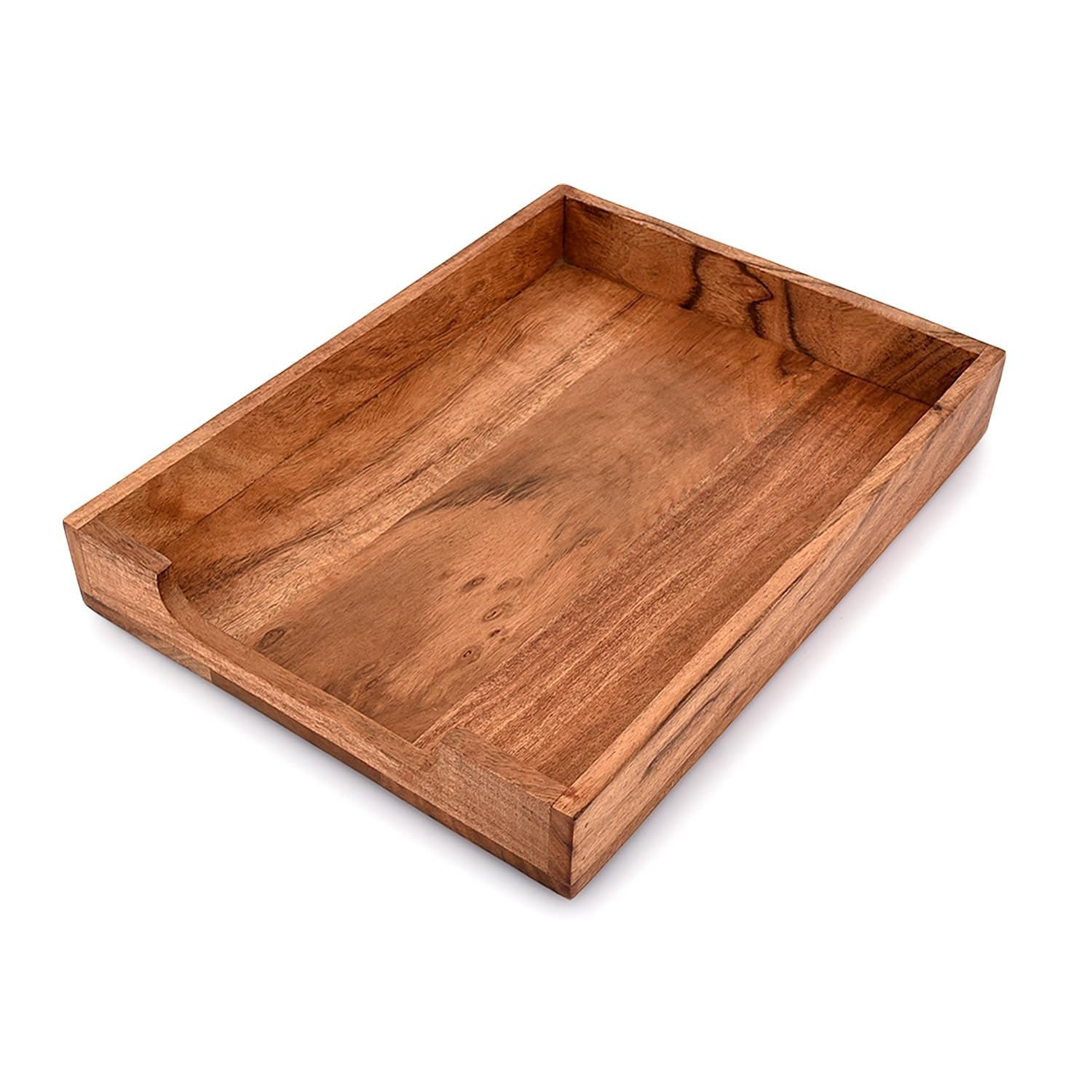 Letter Trays & Stacking Supports Acacia Wood Desk Document, File Folder