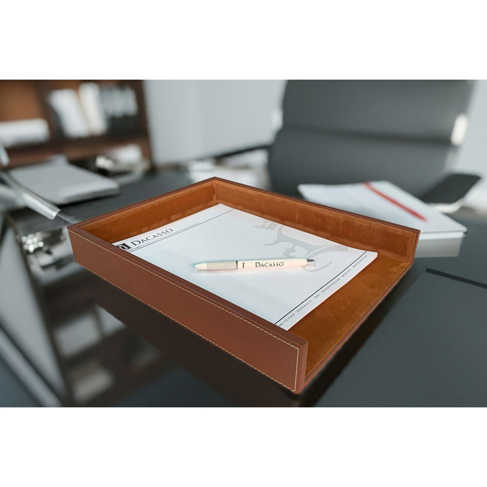 Rustic Brown Leather Letter Tray