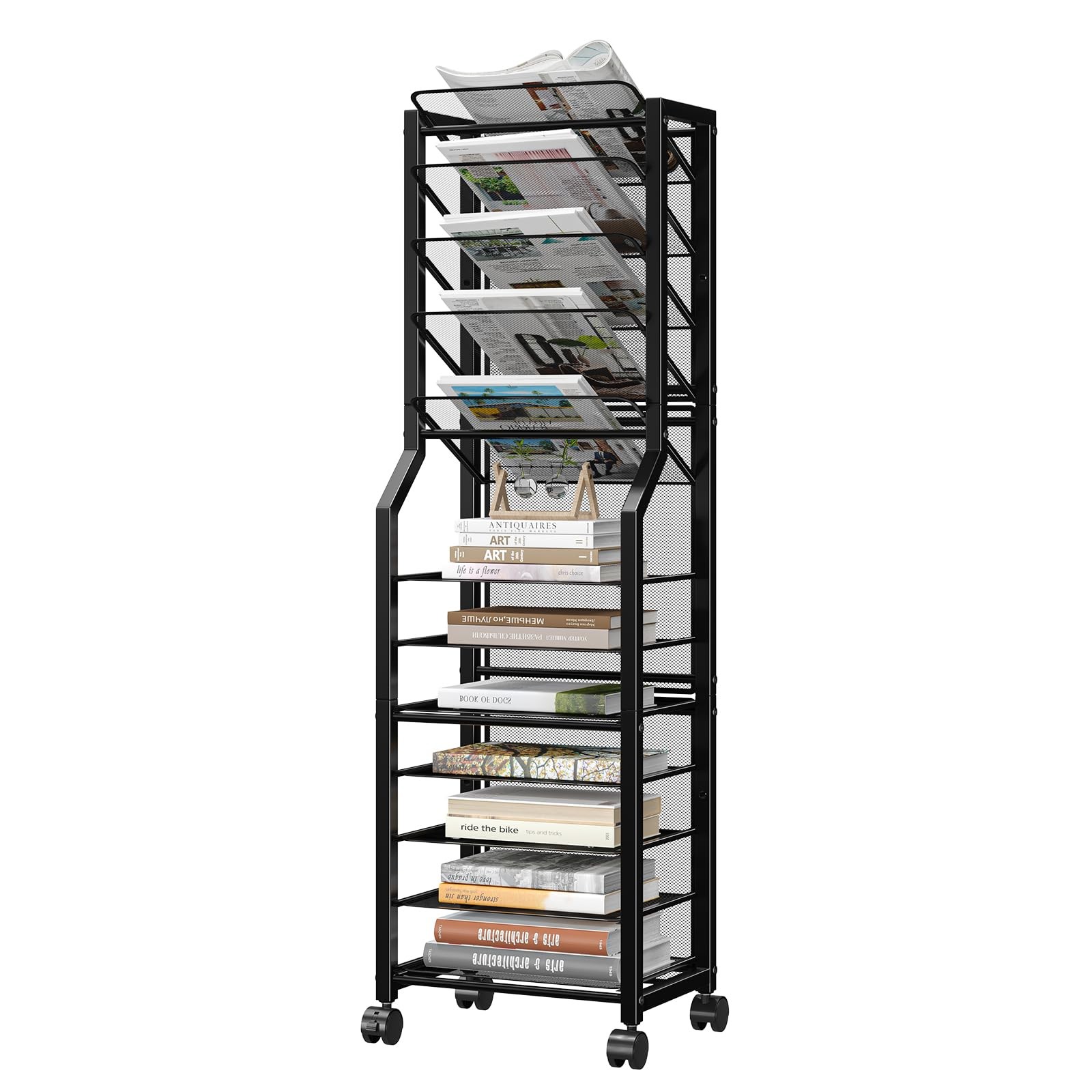 Simple Trending 12 Tier Rolling File Cart, Desk Organizer with Black