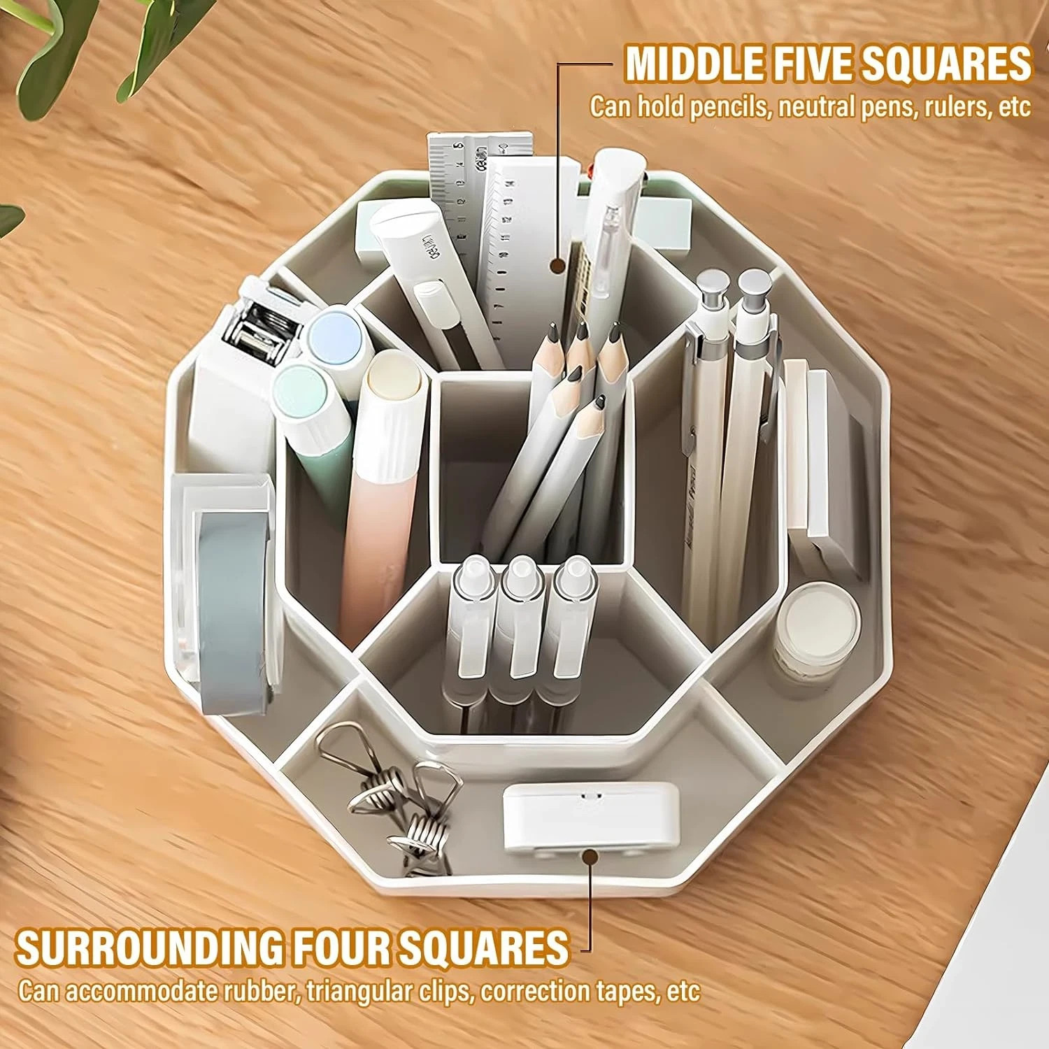 360 Degree Rotation Pen Holder 9 Slots Pencil Holder for Desk Desk Organizer