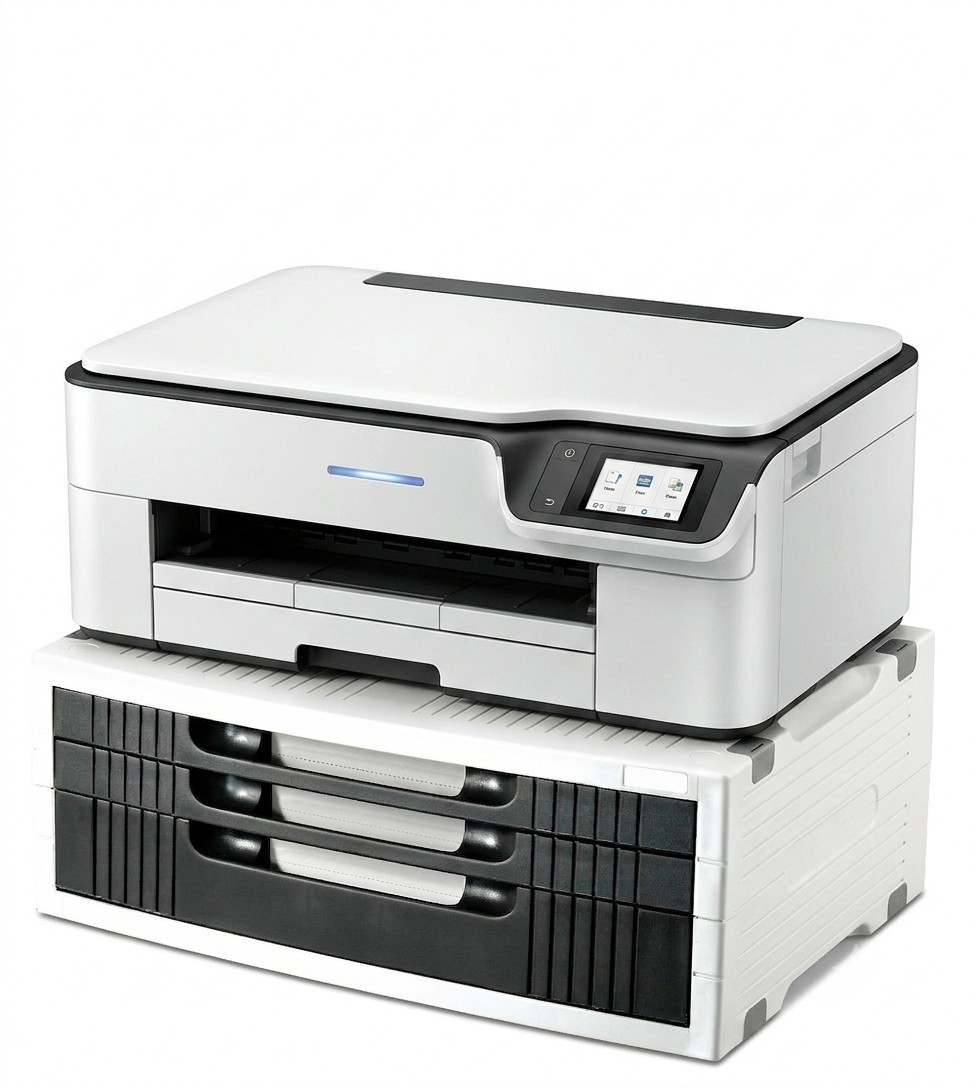 Aidata Monitor Printer Station Desk Organizer Stand 2 Trays 1 Drawer MS310