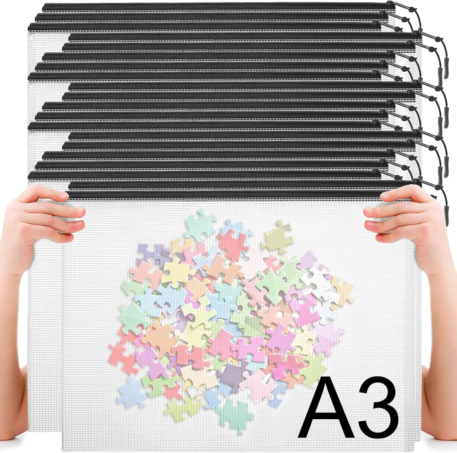 20Pcs Mesh Zipper Pouch Bags A4 Mesh Bags for Classroom Organization, Waterproof