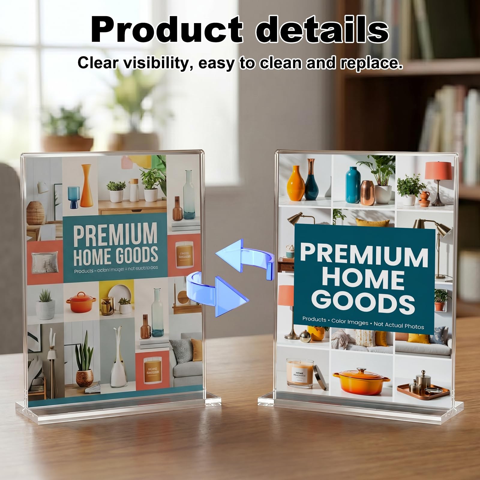xydstay 6pack Acrylic Sign Holder 8.5 X 11, Vertical T Shape Clear