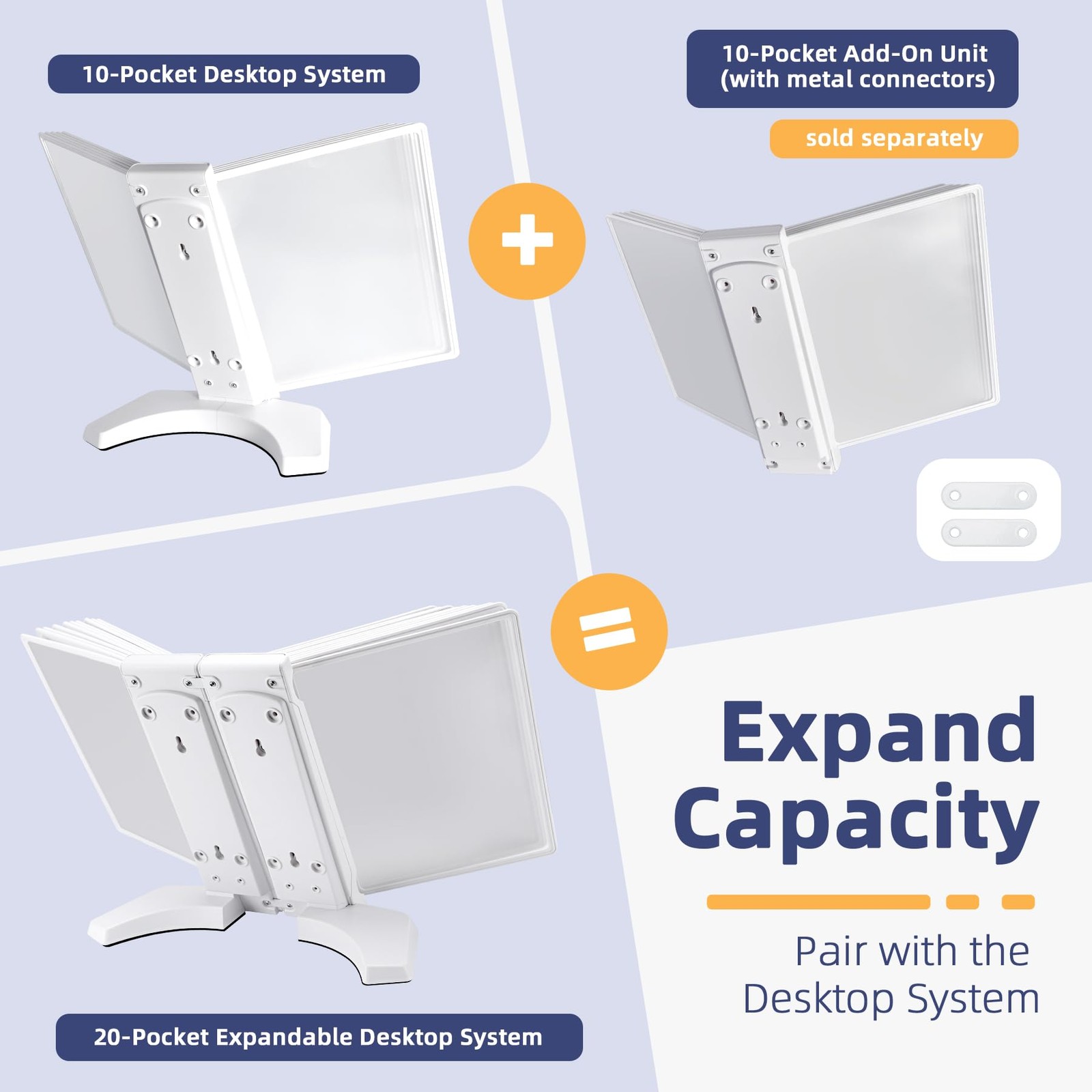 OrgEase 10-Pocket Expandable Desktop Reference Organizer, White